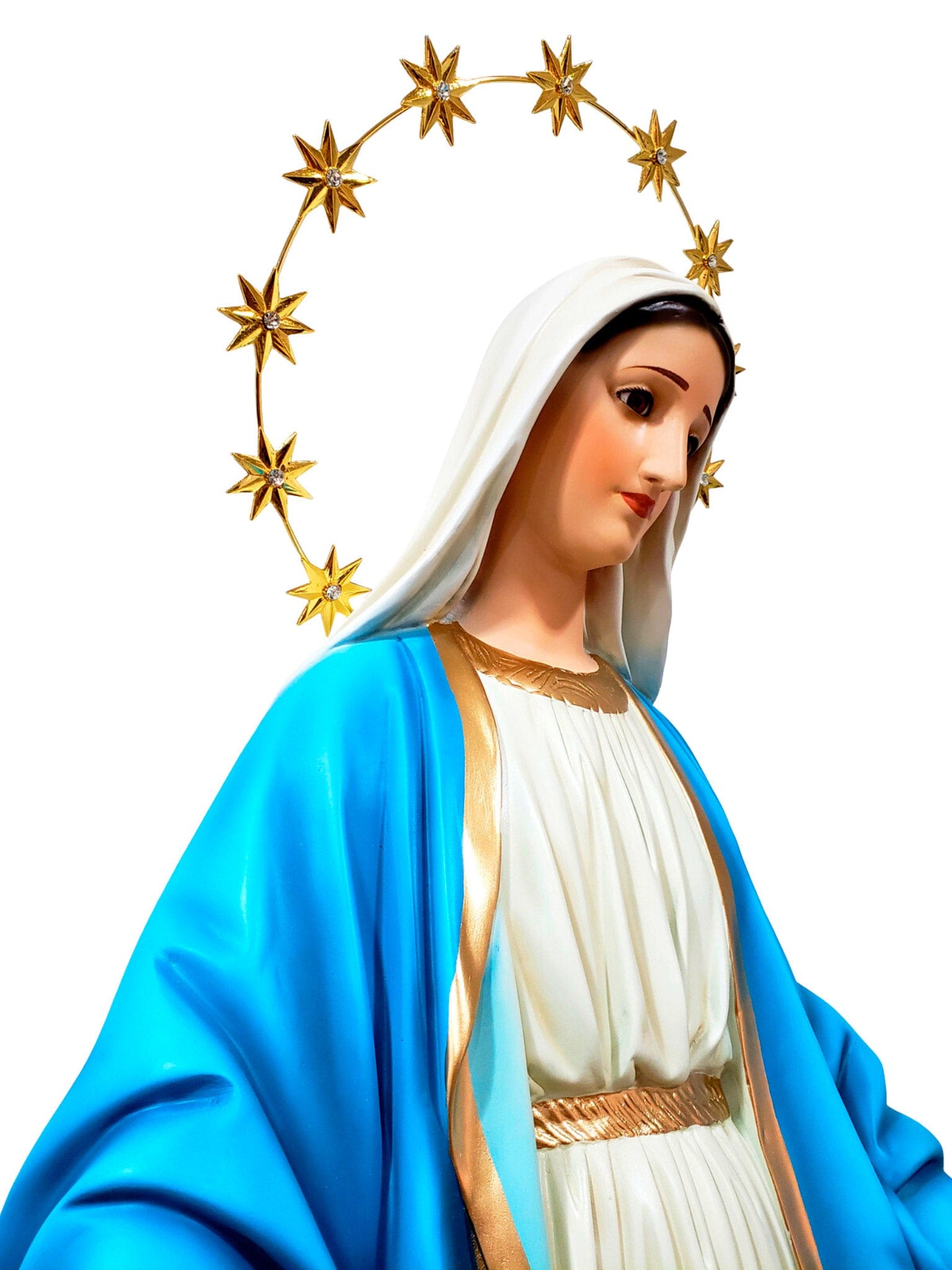 Imagem de Nossa Senhora das Graças com Olhos de Vidro em Pó de Mármore 105 m-TerraCotta Arte Sacra