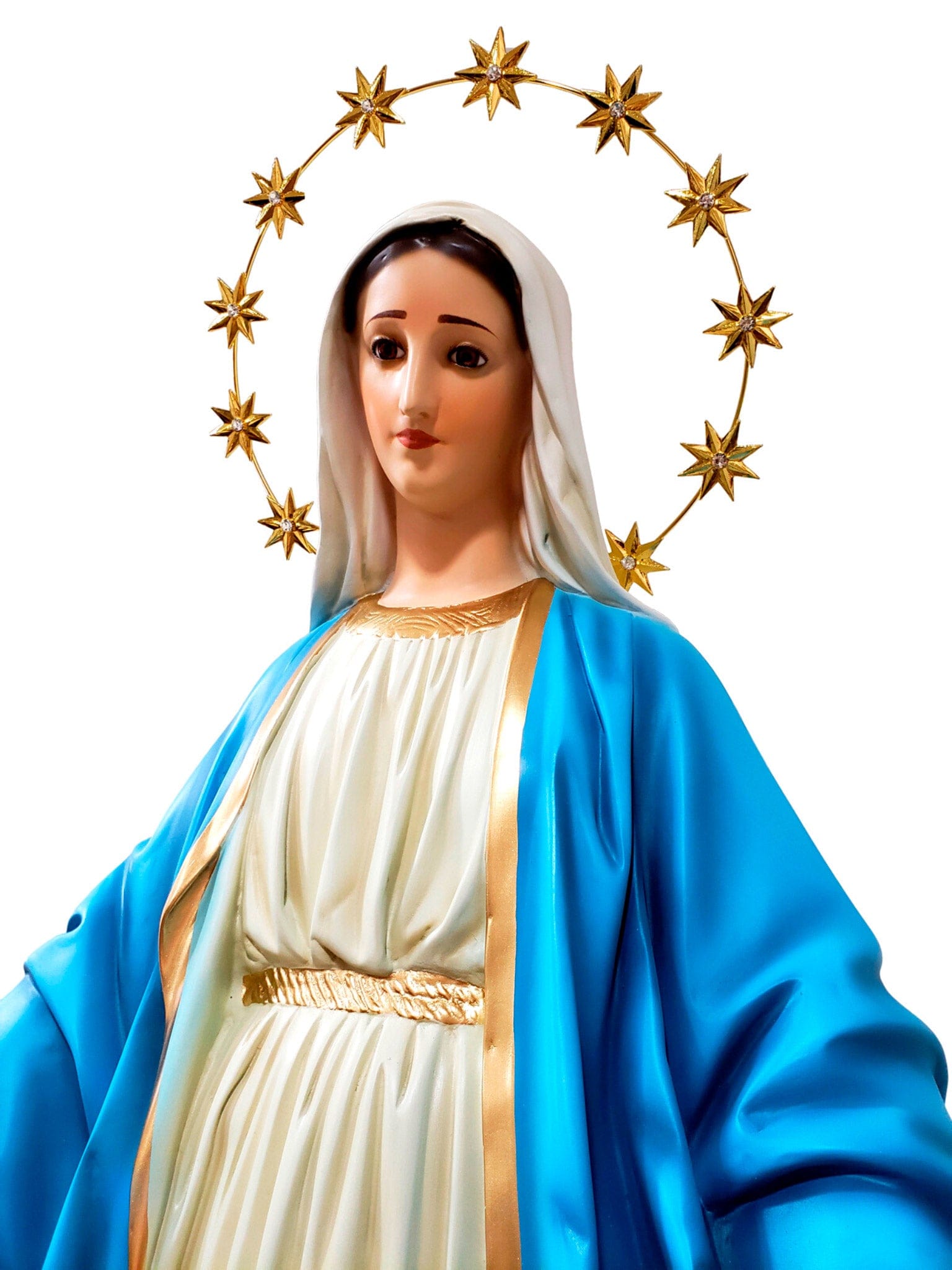 Imagem de Nossa Senhora das Graças com Olhos de Vidro em Pó de Mármore 105 m-TerraCotta Arte Sacra