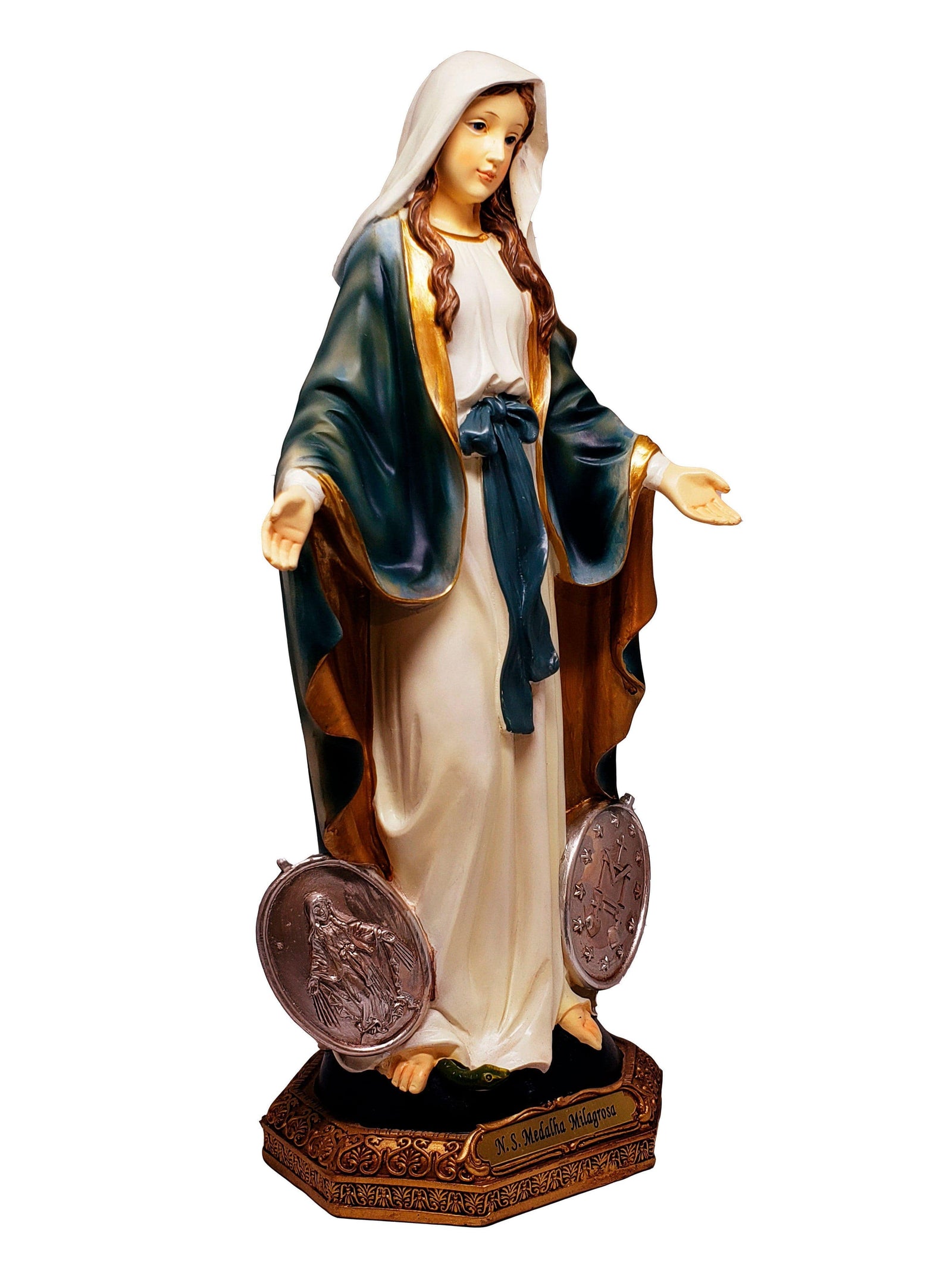 Imagem de Nossa Senhora das Graças com a Medalha Milagrosa 30 cm-TerraCotta Arte Sacra