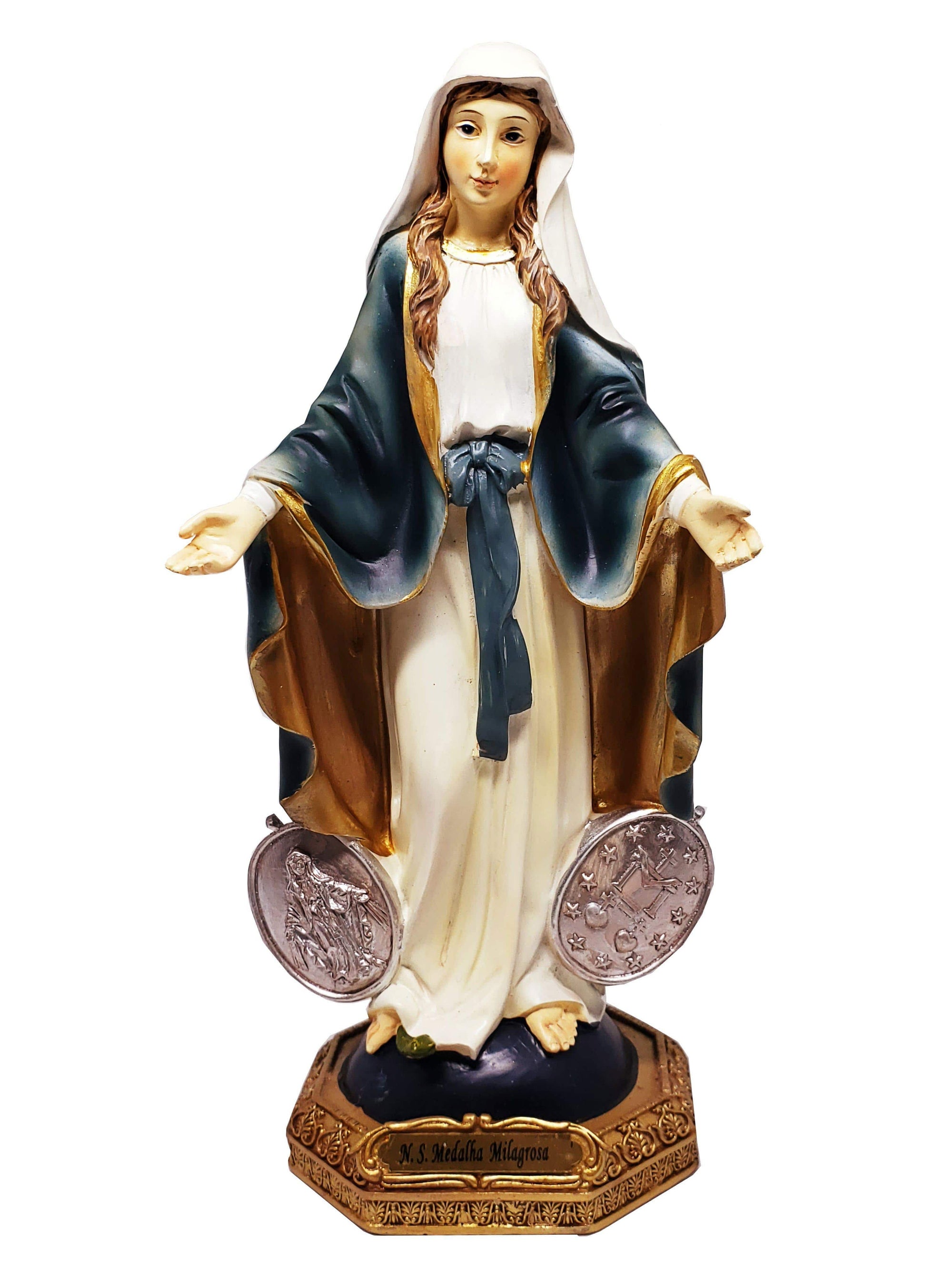 Imagem de Nossa Senhora das Graças com a Medalha Milagrosa 30 cm-TerraCotta Arte Sacra