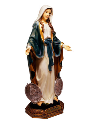 Imagem de Nossa Senhora das Graças com a Medalha Milagrosa 40 cm-TerraCotta Arte Sacra
