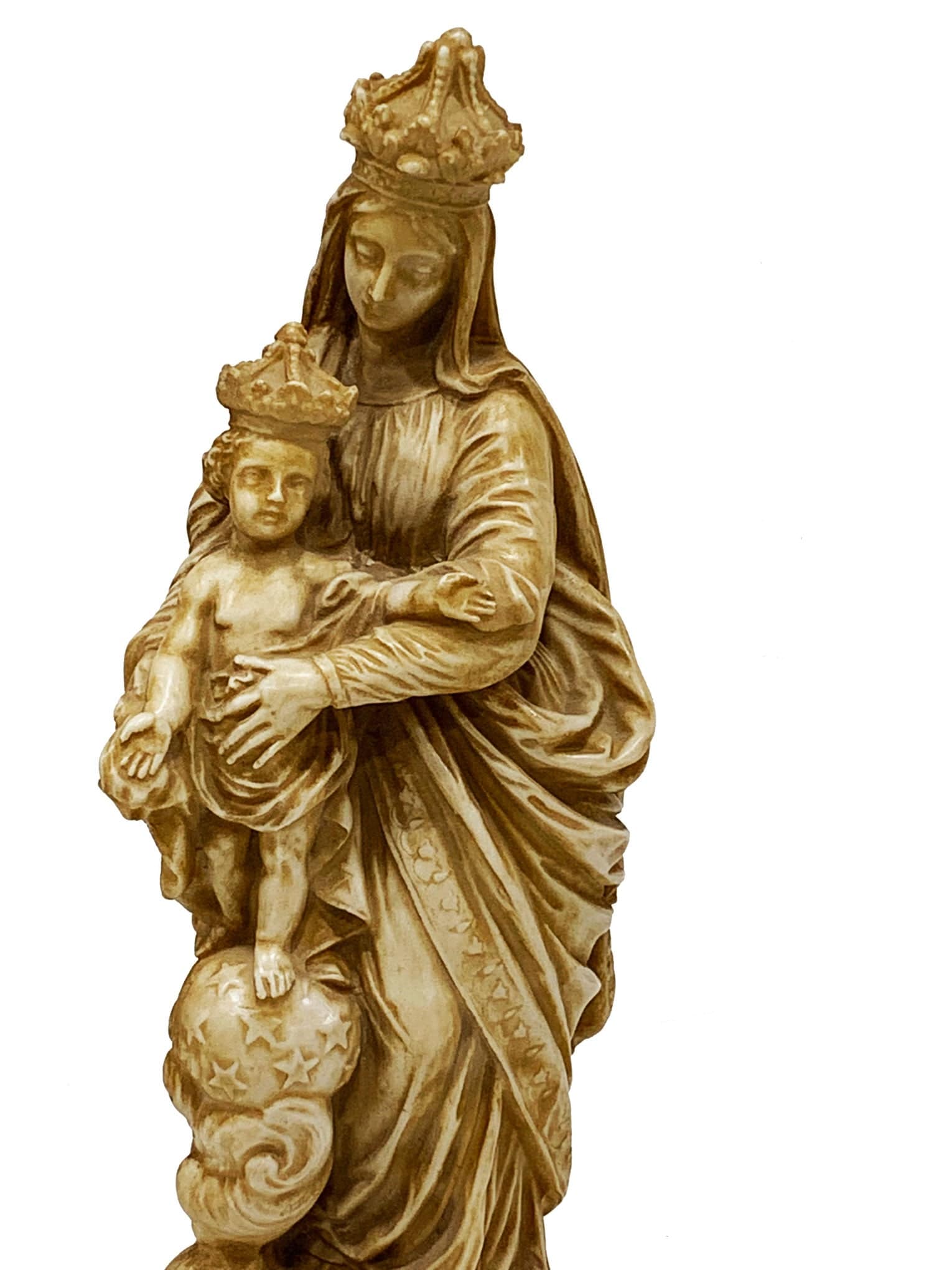 Imagem de Nossa Senhora das Vitórias em Pó de Mármore cor marfim 30 cm-TerraCotta Arte Sacra