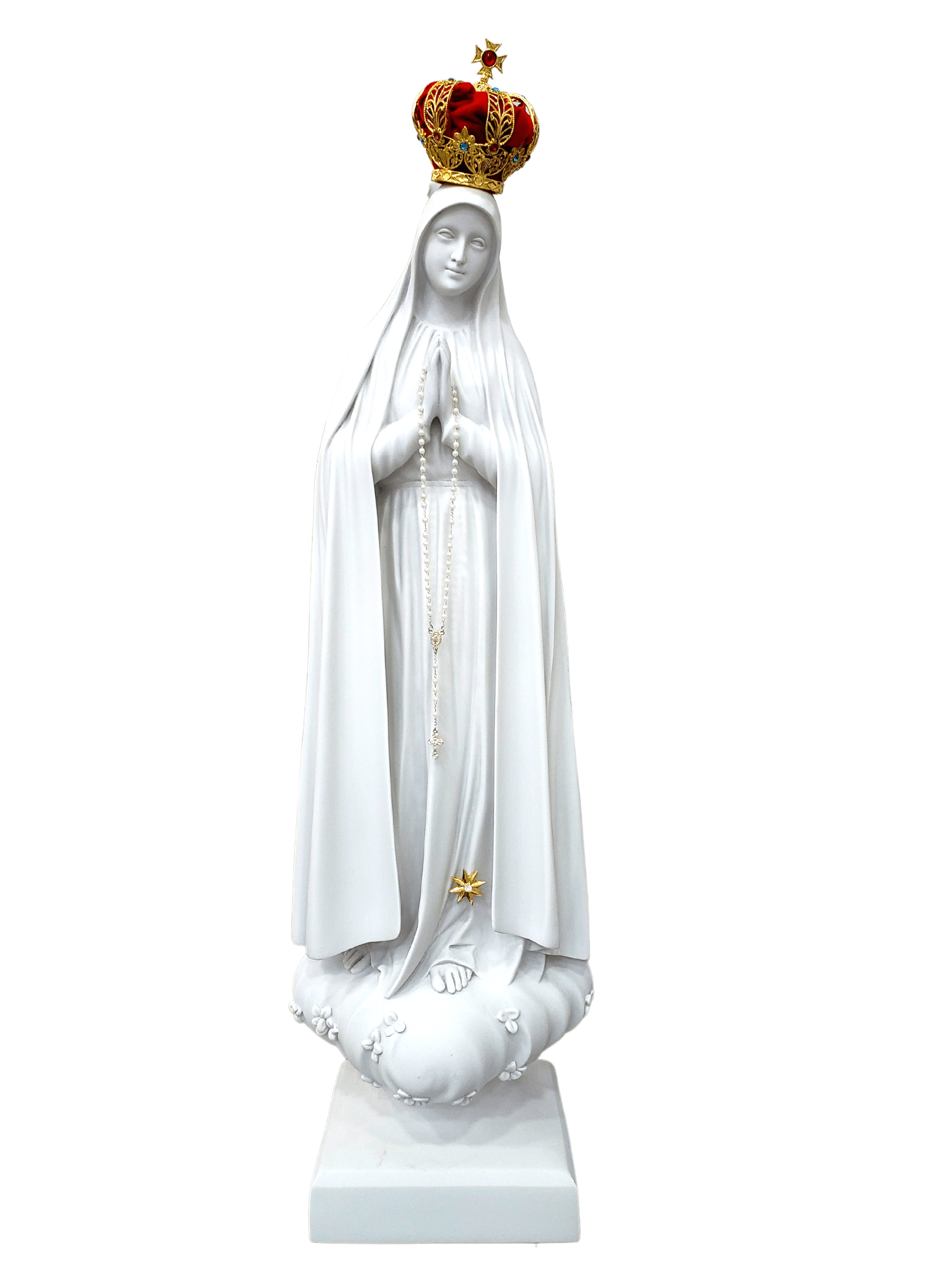 Imagem de Nossa Senhora de Fátima Branca em Pó de Mármore 75 cm-TerraCotta Arte Sacra