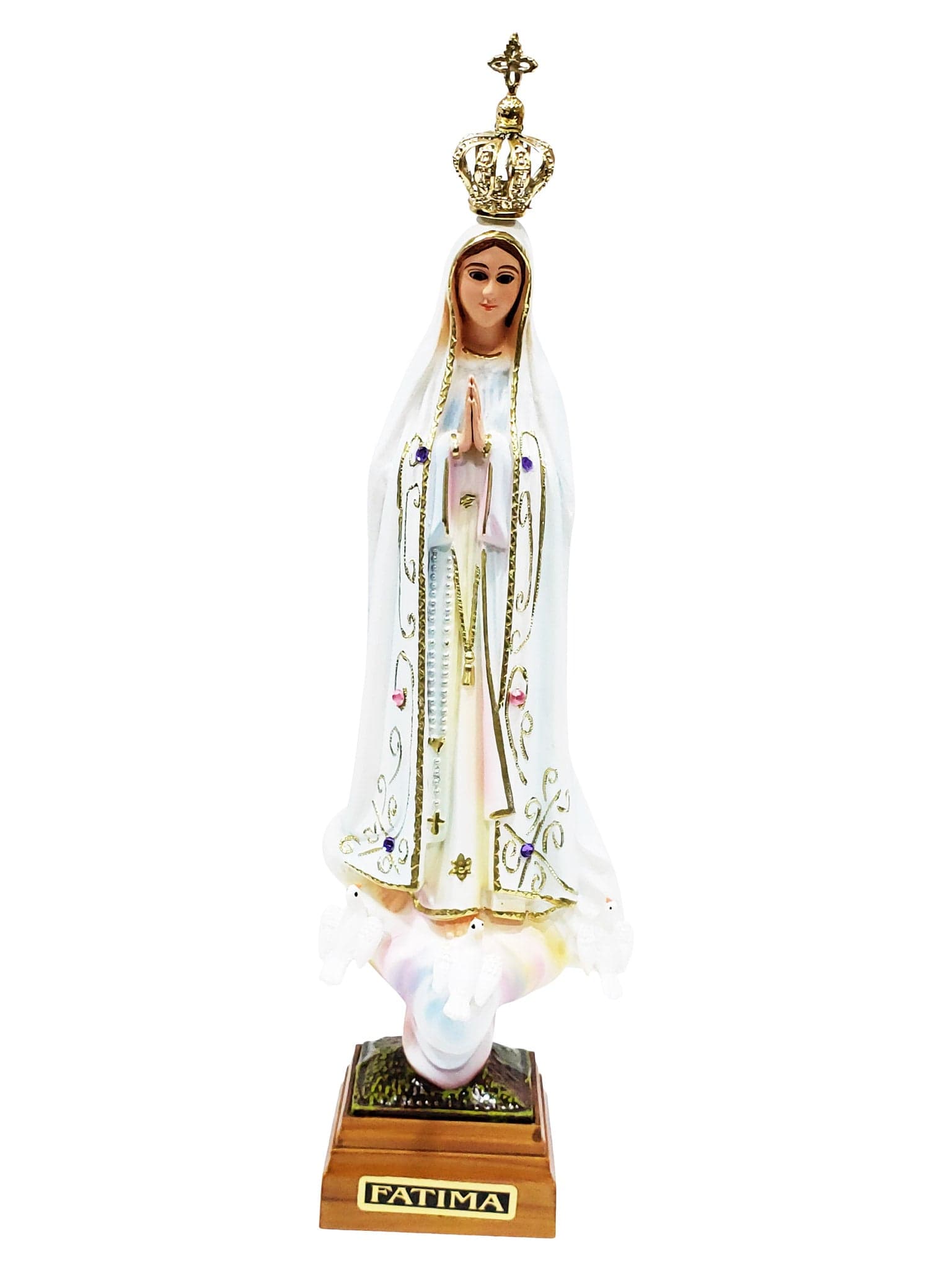Imagem de Nossa Senhora de Fátima Portuguesa 25 cm em Polietileno-TerraCotta Arte Sacra