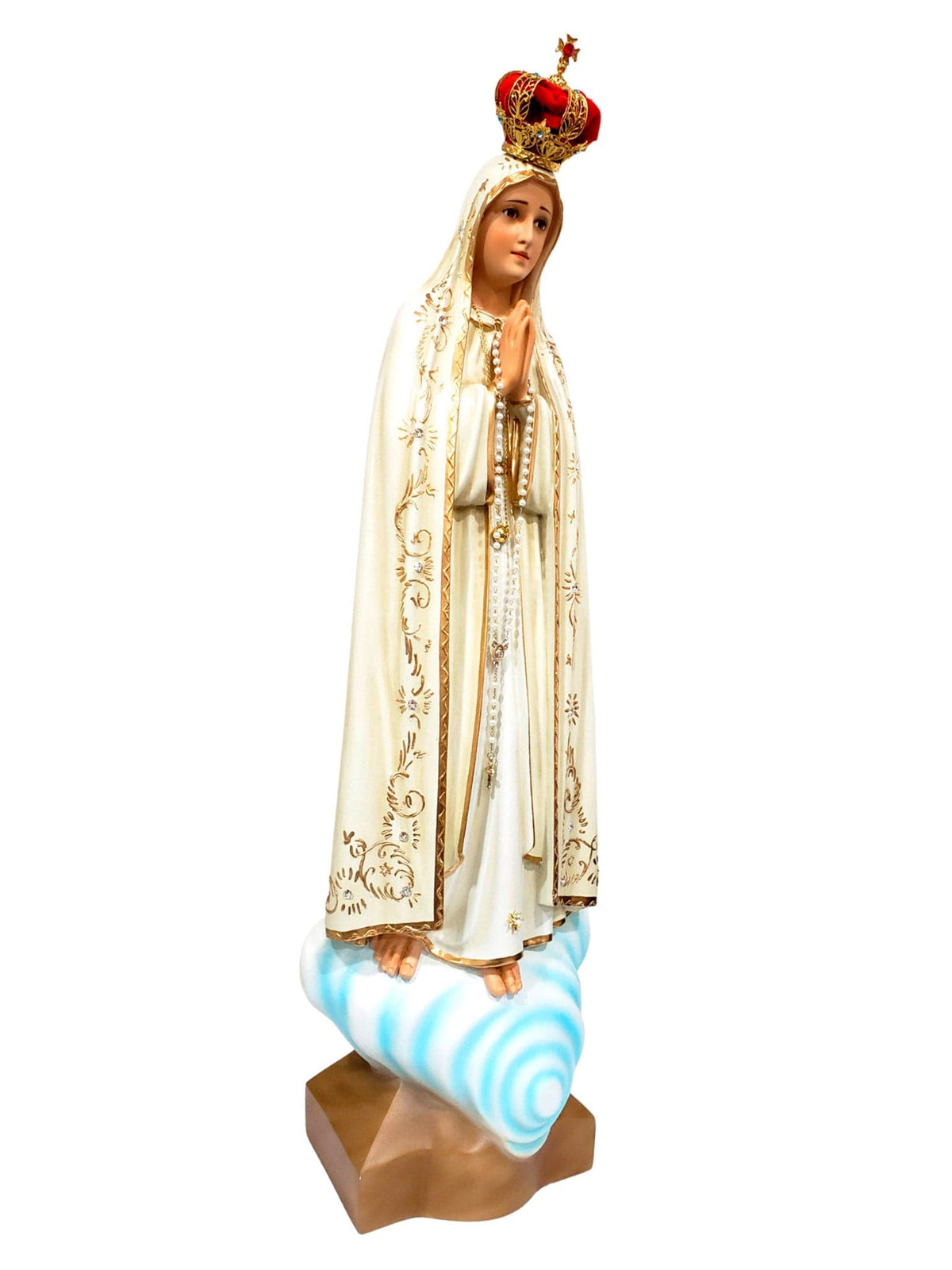 Imagem de Nossa Senhora de Fátima de Pó de Mármore com Olhos de Vidro 65 cm-TerraCotta Arte Sacra