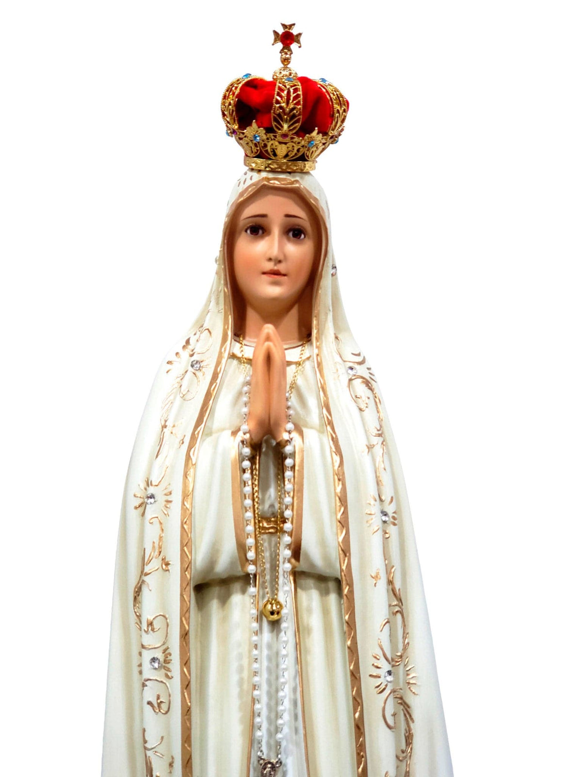 Imagem de Nossa Senhora de Fátima de Pó de Mármore com Olhos de Vidro 65 cm-TerraCotta Arte Sacra