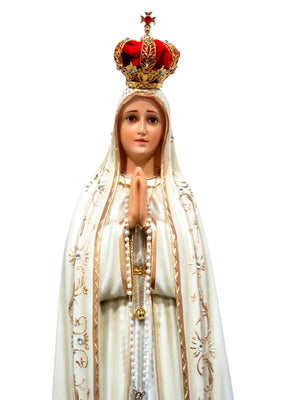 Imagem de Nossa Senhora de Fátima de Pó de Mármore com Olhos de Vidro 65 cm-TerraCotta Arte Sacra
