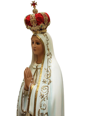 Imagem de Nossa Senhora de Fátima de Pó de Mármore com Olhos de Vidro 85 cm-TerraCotta Arte Sacra