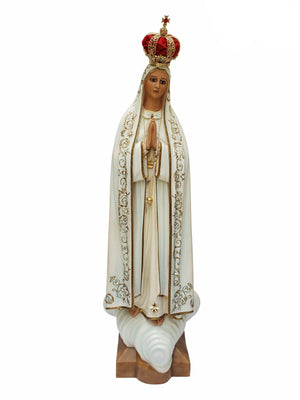 Imagem de Nossa Senhora de Fátima de Pó de Mármore com Olhos de Vidro 85 cm-TerraCotta Arte Sacra