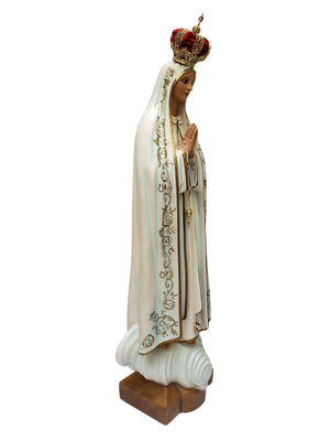 Imagem de Nossa Senhora de Fátima de Pó de Mármore com Olhos de Vidro 85 cm-TerraCotta Arte Sacra