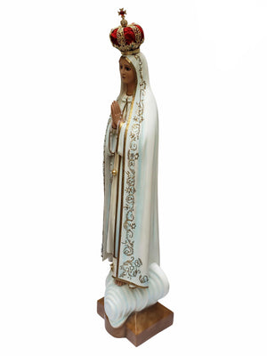 Imagem de Nossa Senhora de Fátima de Pó de Mármore com Olhos de Vidro 85 cm-TerraCotta Arte Sacra