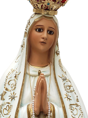 Imagem de Nossa Senhora de Fátima de Pó de Mármore com Olhos de Vidro 85 cm-TerraCotta Arte Sacra