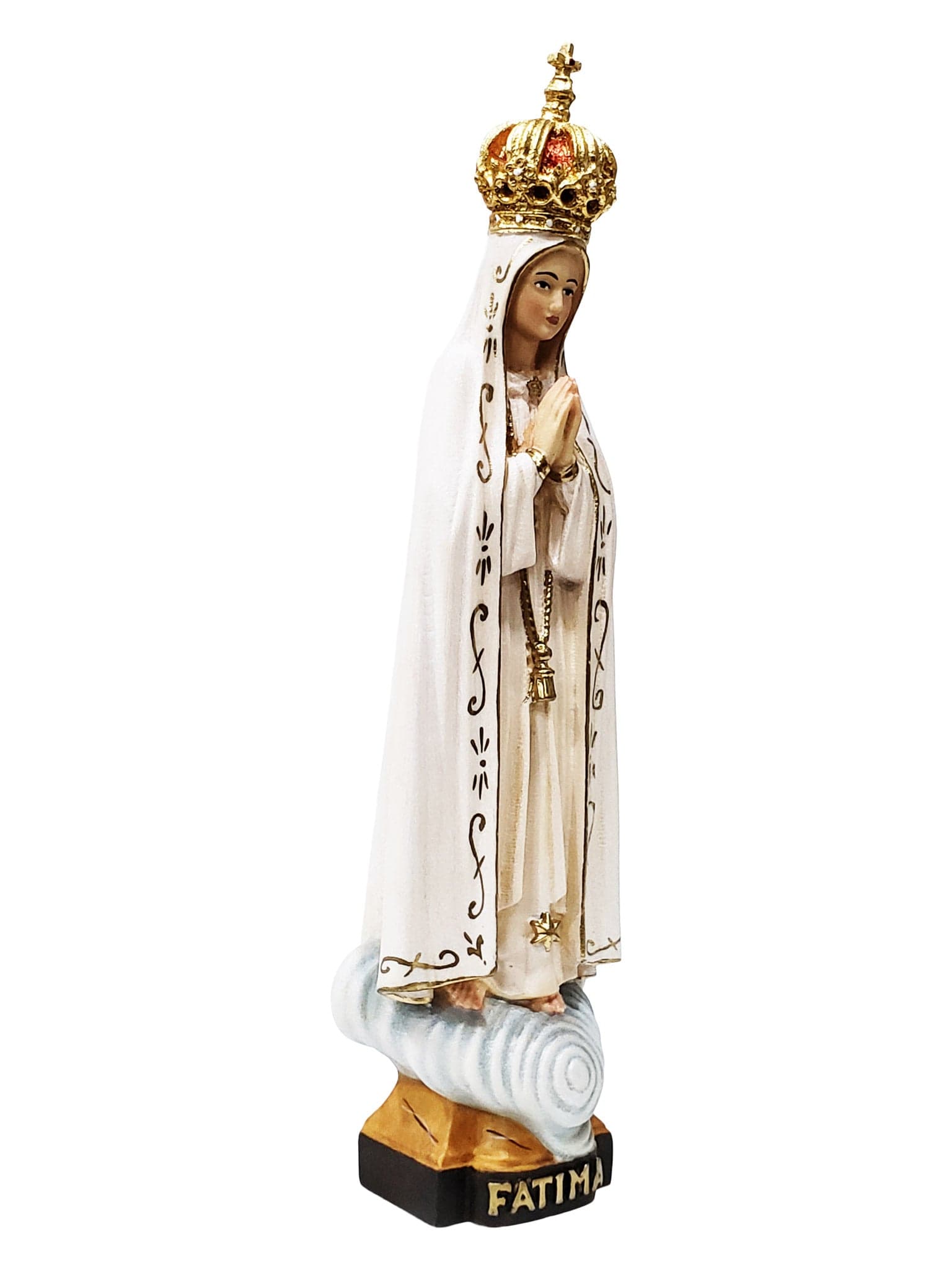 Imagem de Nossa Senhora de Fátima em Madeira Italiana 24 cm-TerraCotta Arte Sacra