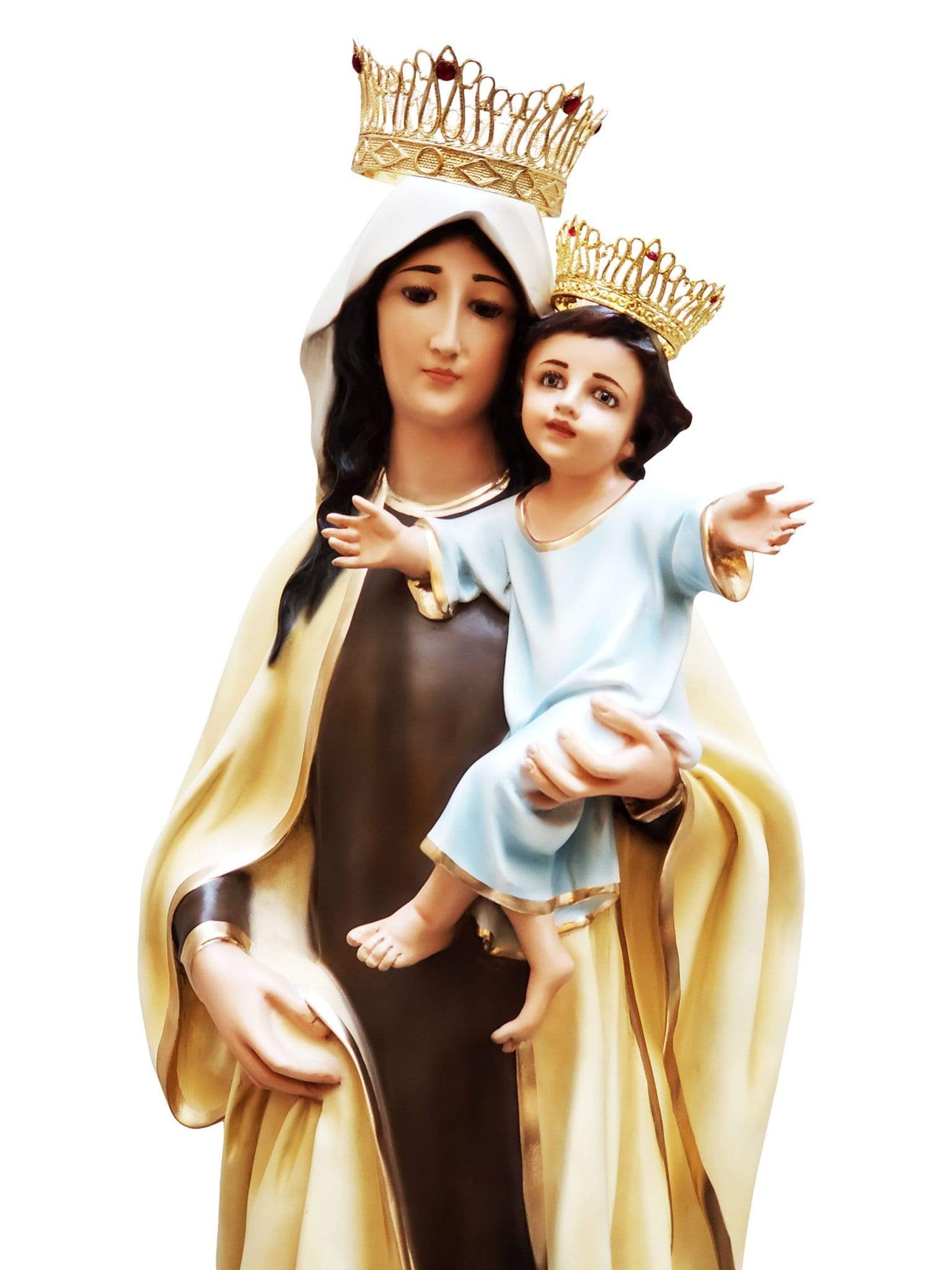 Imagem de Nossa Senhora do Carmo com Olhos de Vidro em Pó de Mármore 1,05 m-TerraCotta Arte Sacra