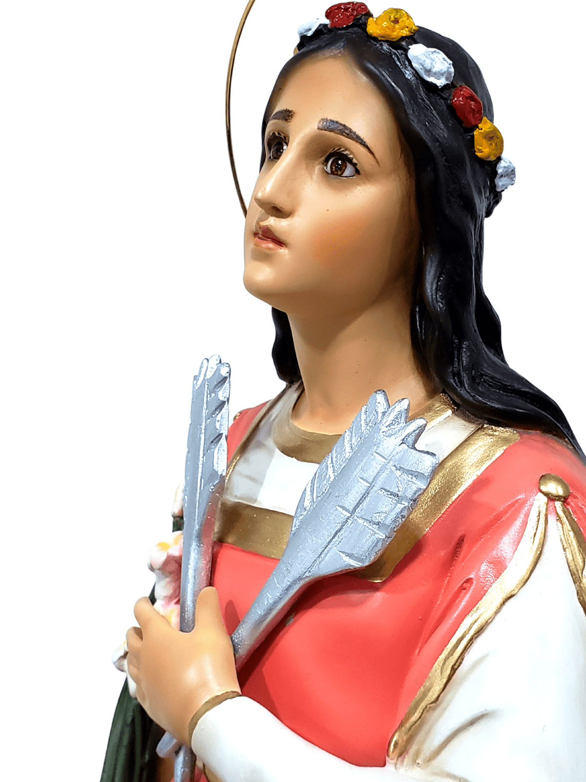 Imagem de Santa Filomena Colorida com Olhos de Vidro em Pó de Mármore 62 cm-TerraCotta Arte Sacra