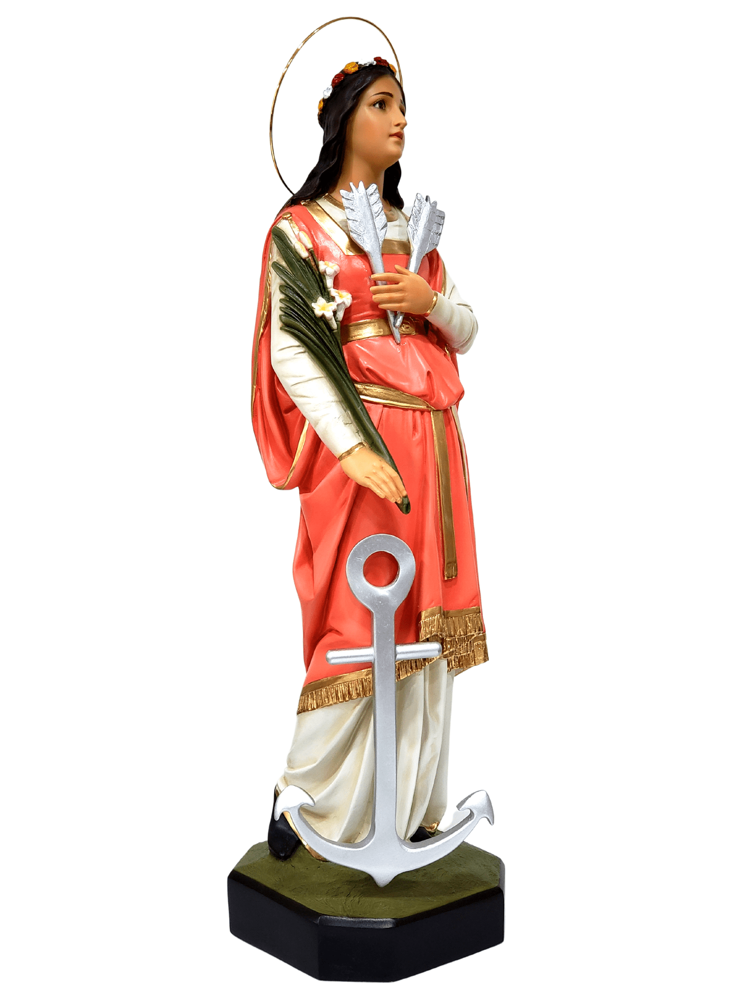 Imagem de Santa Filomena Colorida com Olhos de Vidro em Pó de Mármore 62 cm-TerraCotta Arte Sacra