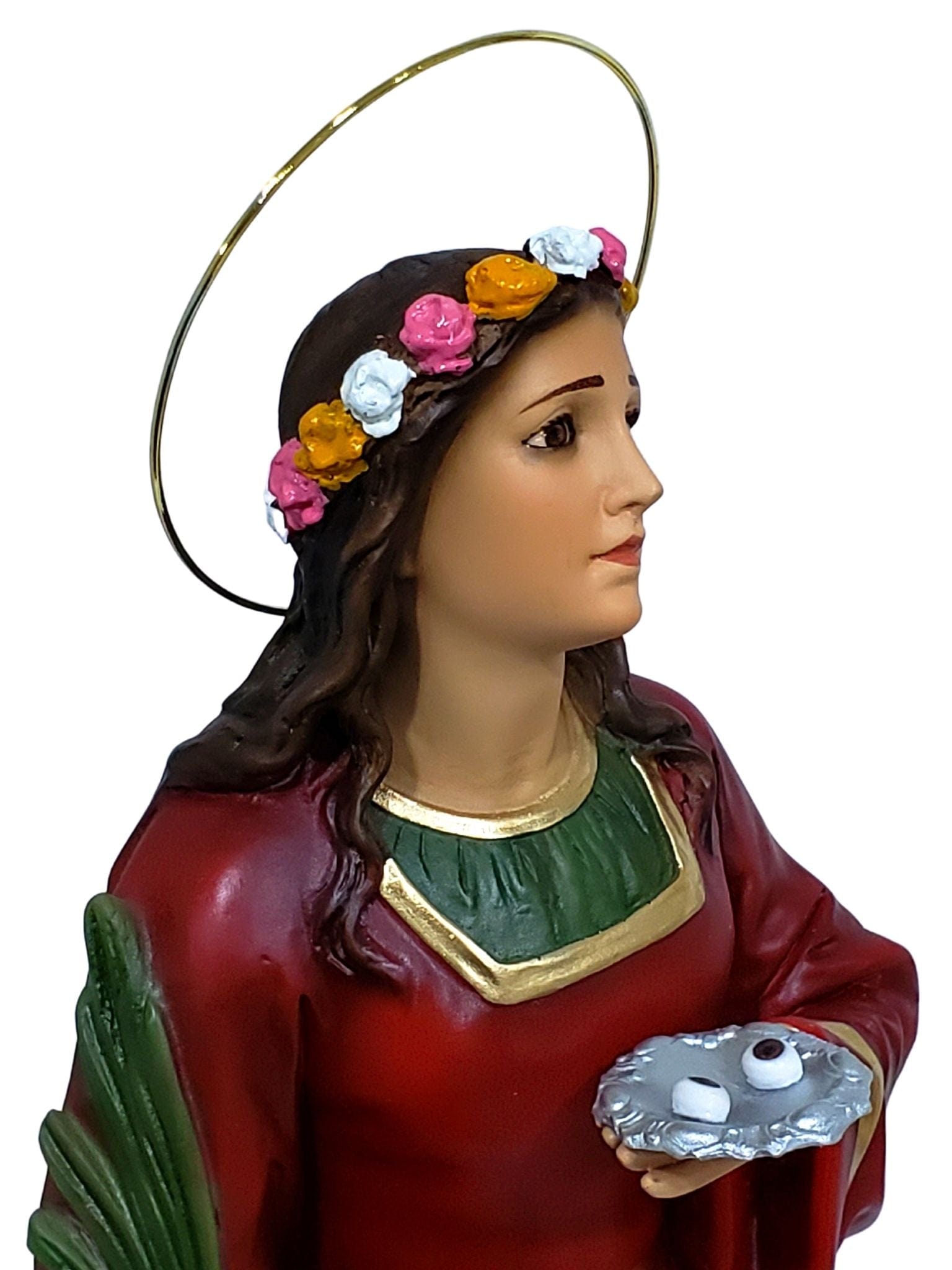 Imagem de Santa Luzia Colorida com Olhos de Vidro em Pó de Mármore 52 cm-TerraCotta Arte Sacra