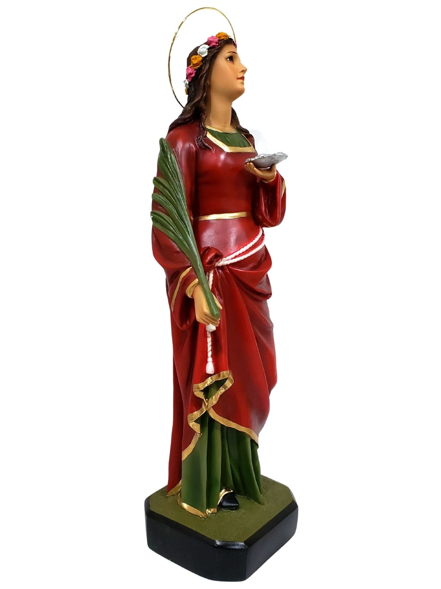 Imagem de Santa Luzia Colorida com Olhos de Vidro em Pó de Mármore 52 cm-TerraCotta Arte Sacra