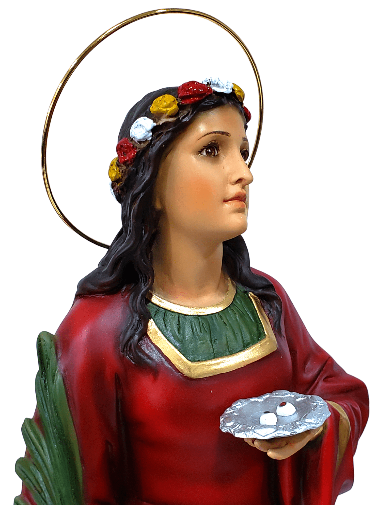 Imagem de Santa Luzia Colorida com Olhos de Vidro em Pó de Mármore 52 cm-TerraCotta Arte Sacra