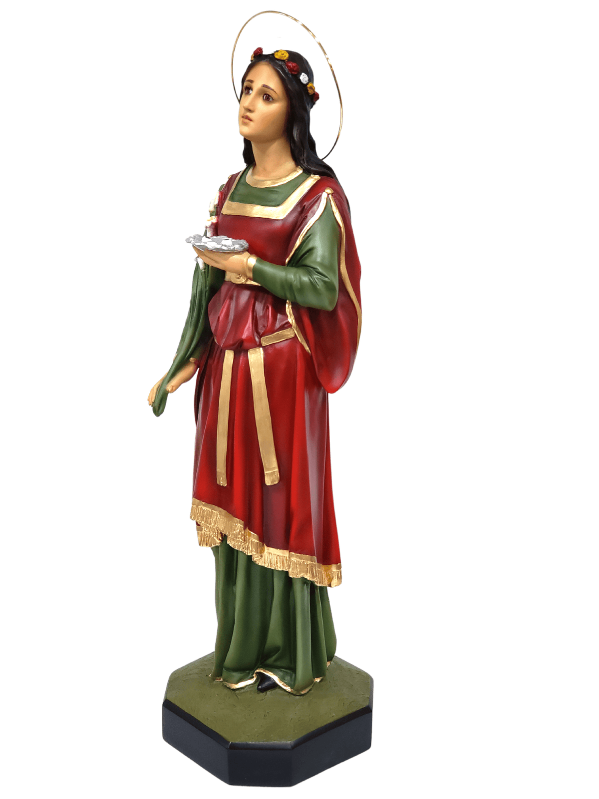 Imagem de Santa Luzia Colorida com Olhos de Vidro em Pó de Mármore 62 cm-TerraCotta Arte Sacra
