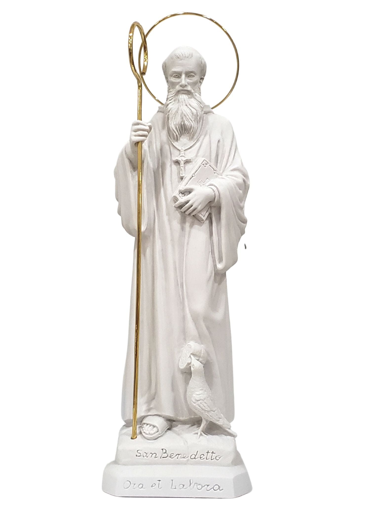 Imagem de São Bento em Pó de Mármore 30 cm-TerraCotta Arte Sacra