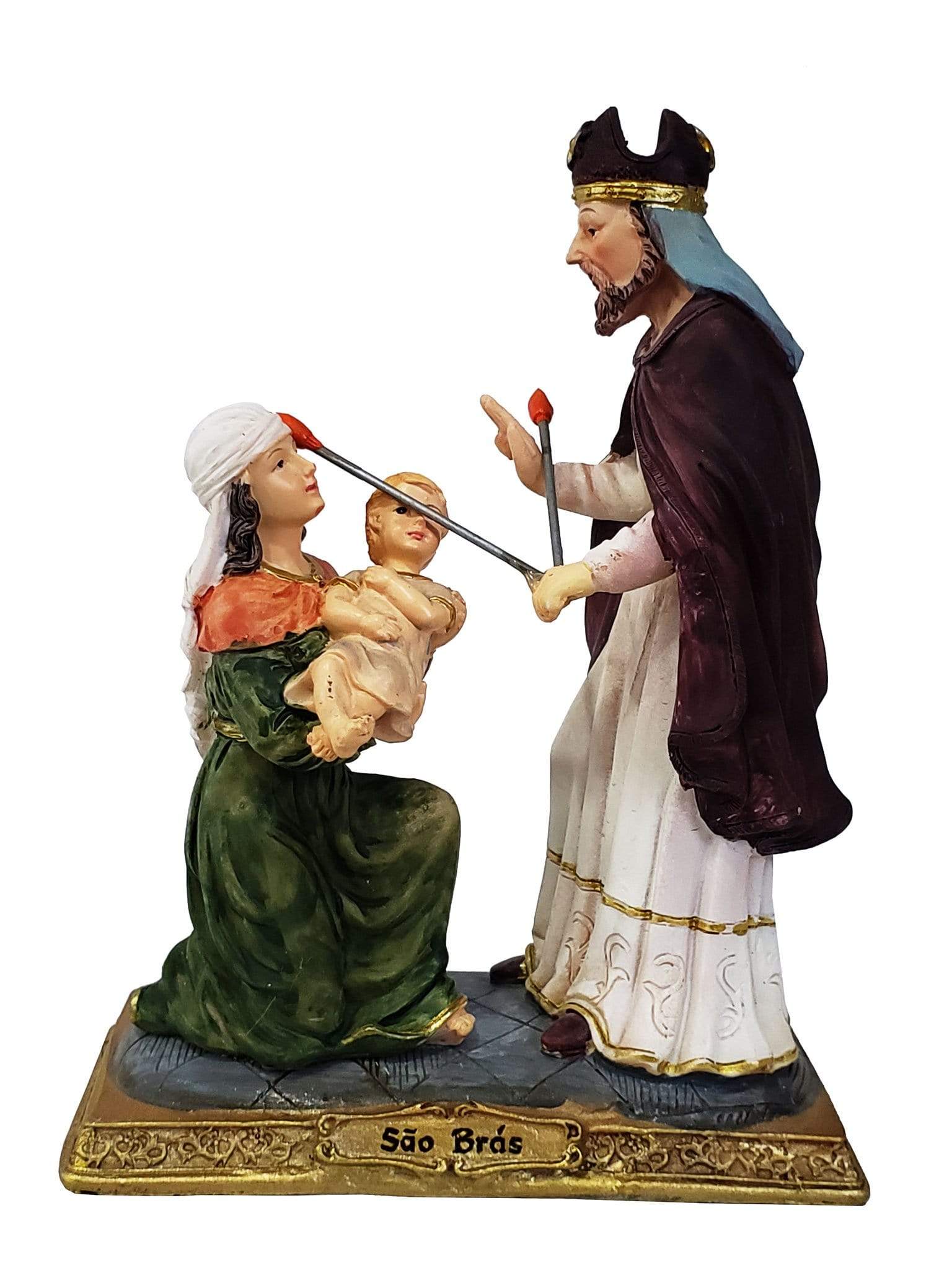 Imagem de São Brás Abençoando em Resina 17 cm-TerraCotta Arte Sacra