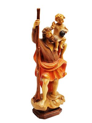 Imagem de São Cristóvão em Madeira Italiana 15 cm-TerraCotta Arte Sacra