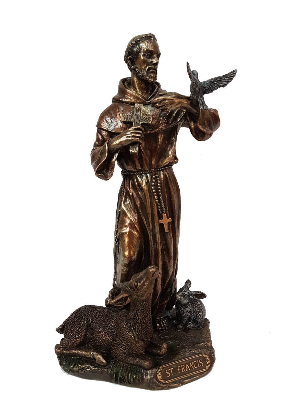 Imagem de São Francisco de Assis com acabamento em bronze 21 cm-TerraCotta Arte Sacra