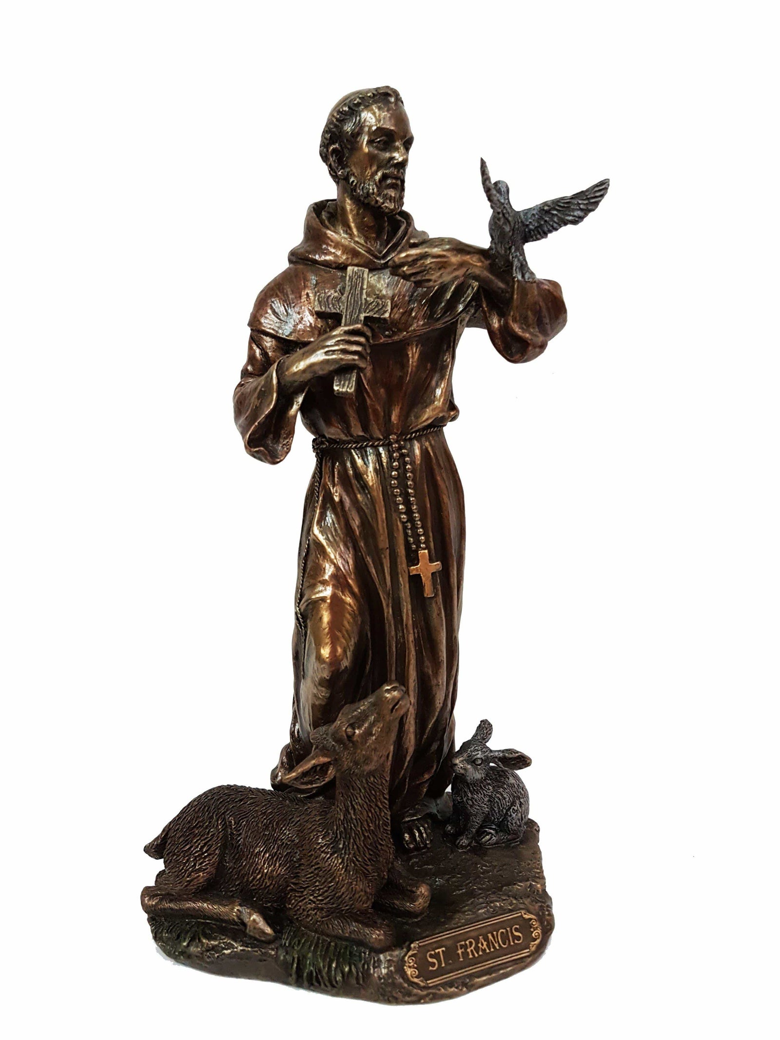 Imagem de São Francisco de Assis com acabamento em bronze 21 cm-TerraCotta Arte Sacra