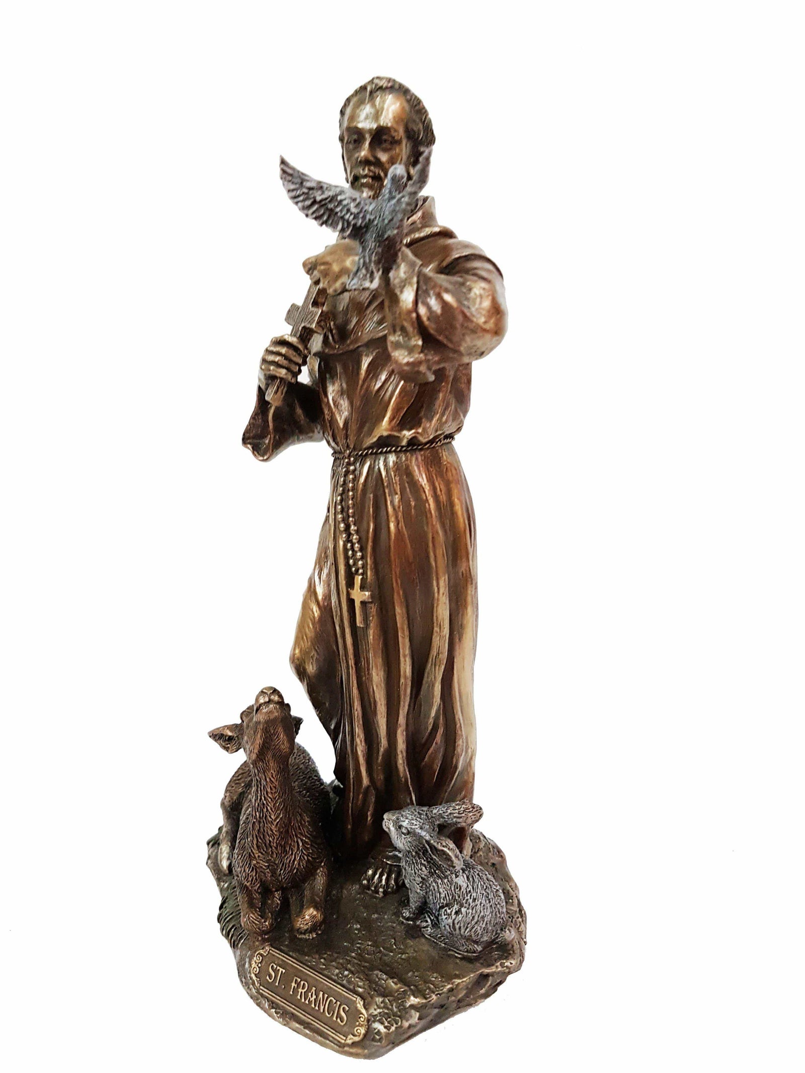 Imagem de São Francisco de Assis com acabamento em bronze 21 cm-TerraCotta Arte Sacra