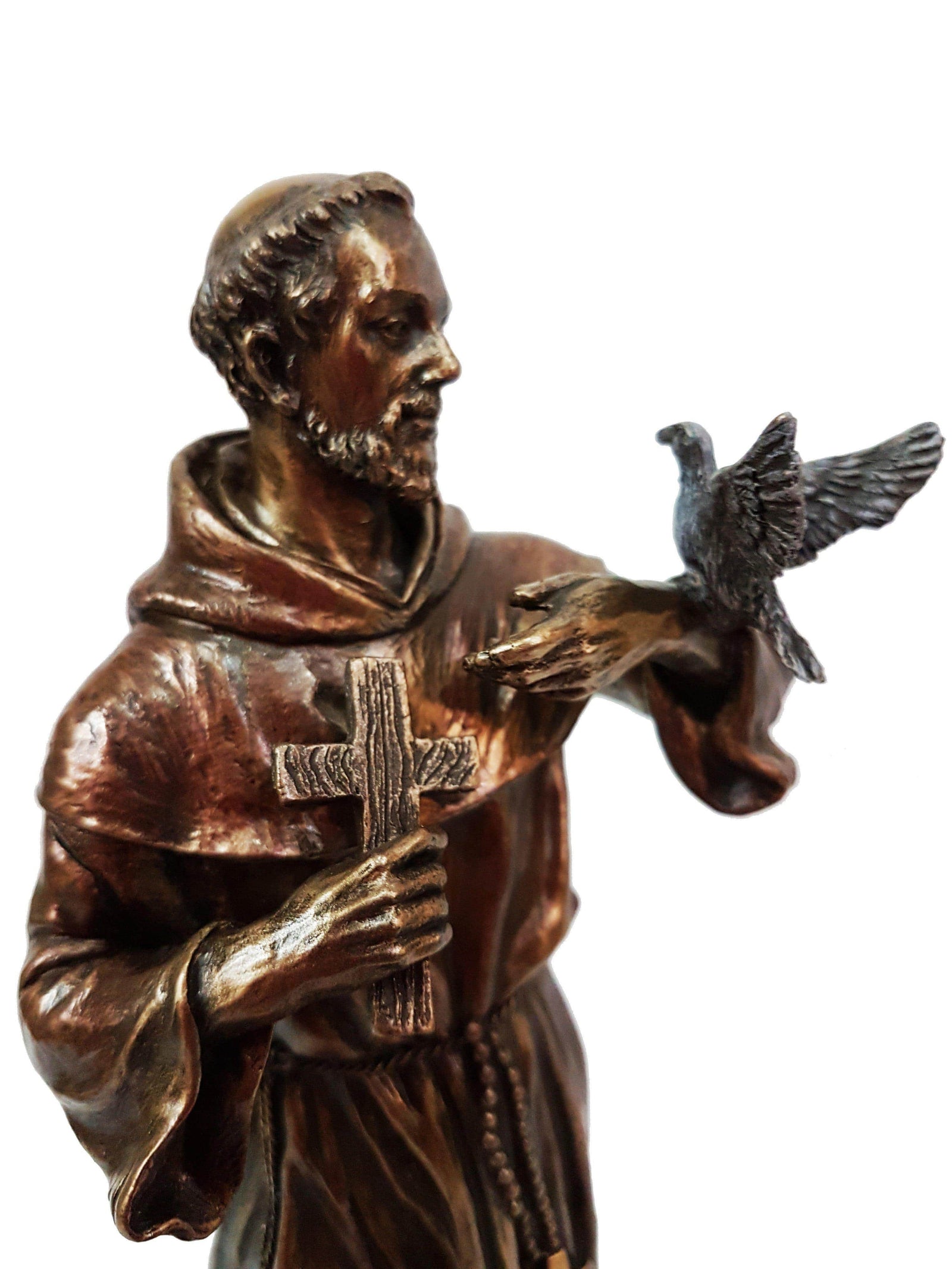 Imagem de São Francisco de Assis com acabamento em bronze 21 cm-TerraCotta Arte Sacra