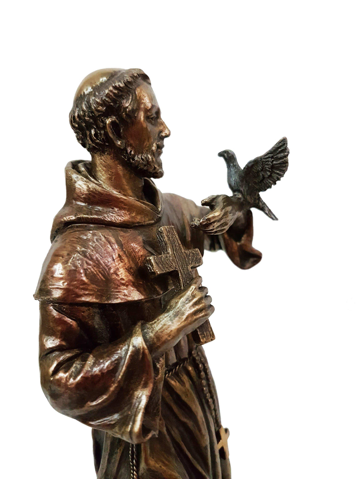 Imagem de São Francisco de Assis com acabamento em bronze 21 cm-TerraCotta Arte Sacra