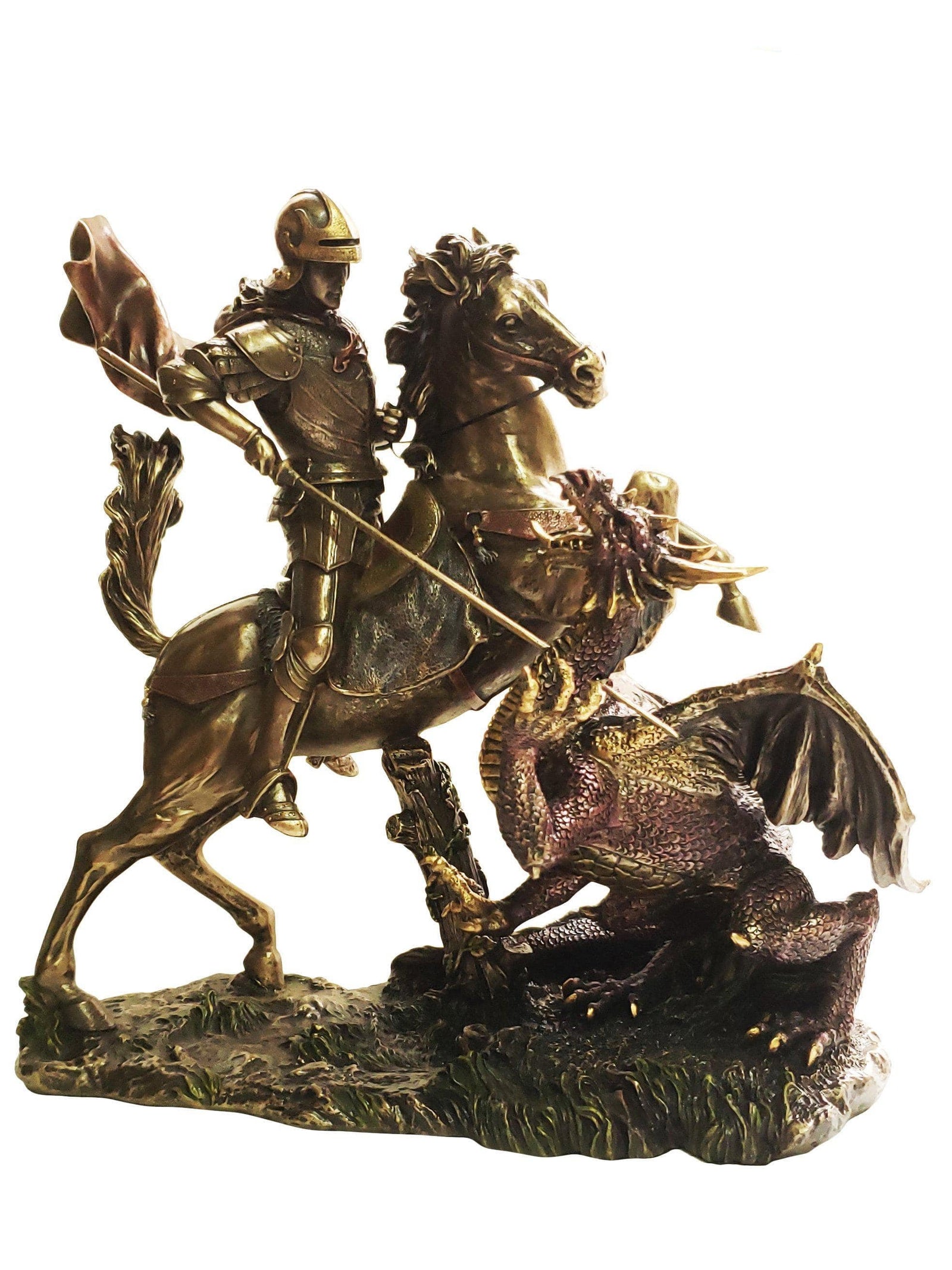 Imagem de São Jorge com acabamento em bronze 26 cm-TerraCotta Arte Sacra