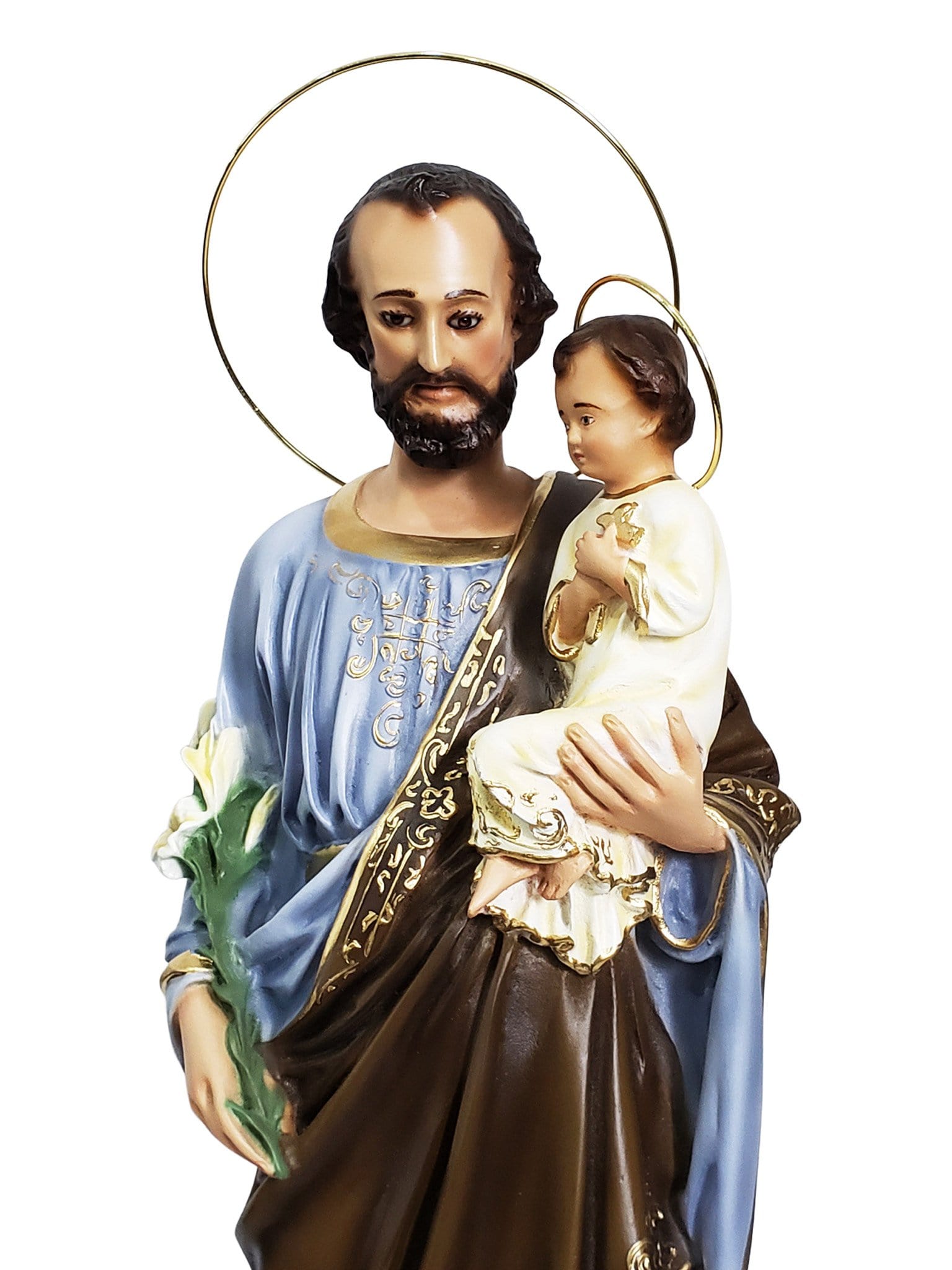 Imagem de São José em Pó de Mármore 43 cm com Olhos de Vidro-TerraCotta Arte Sacra