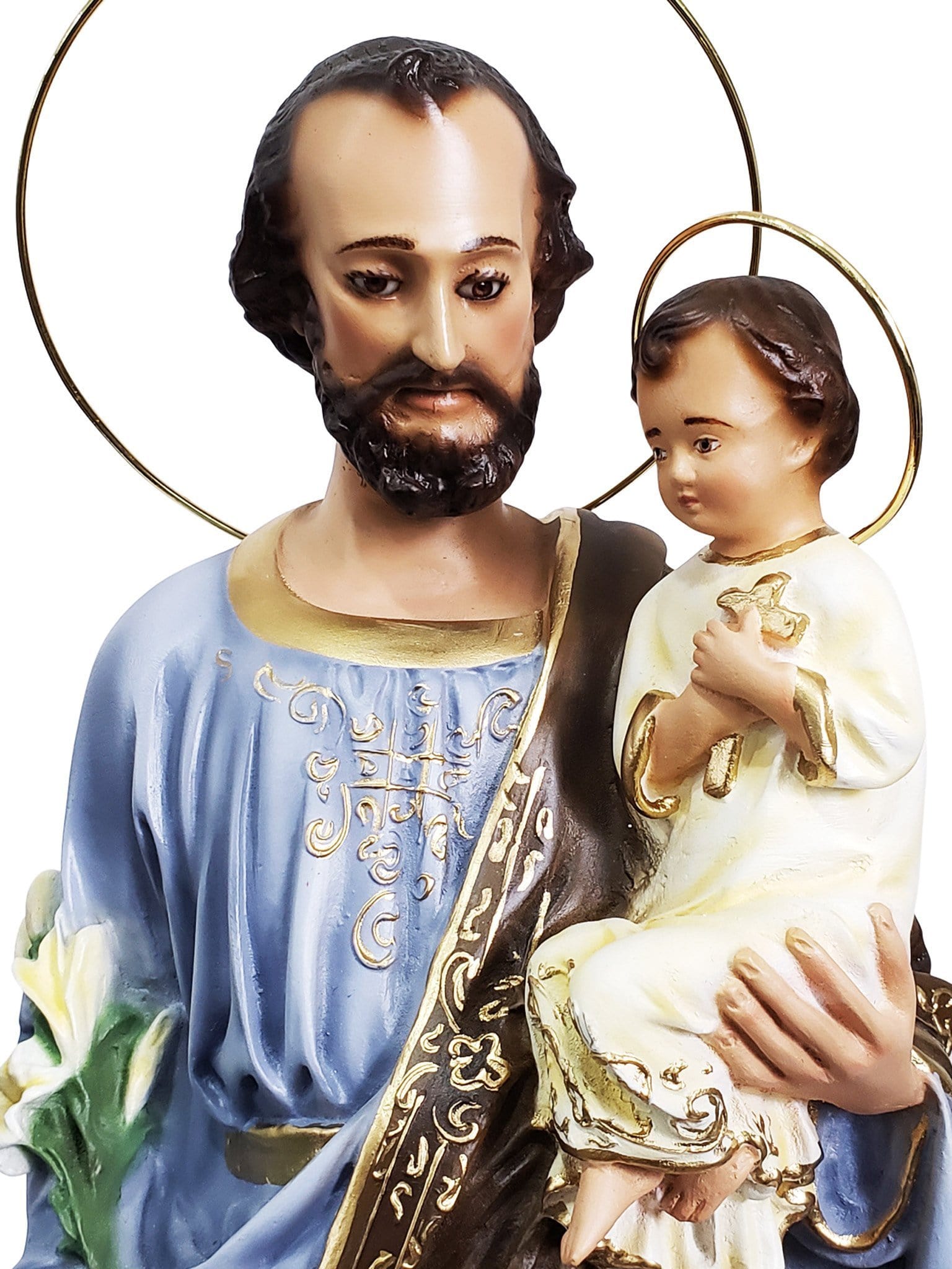 Imagem de São José em Pó de Mármore 43 cm com Olhos de Vidro-TerraCotta Arte Sacra