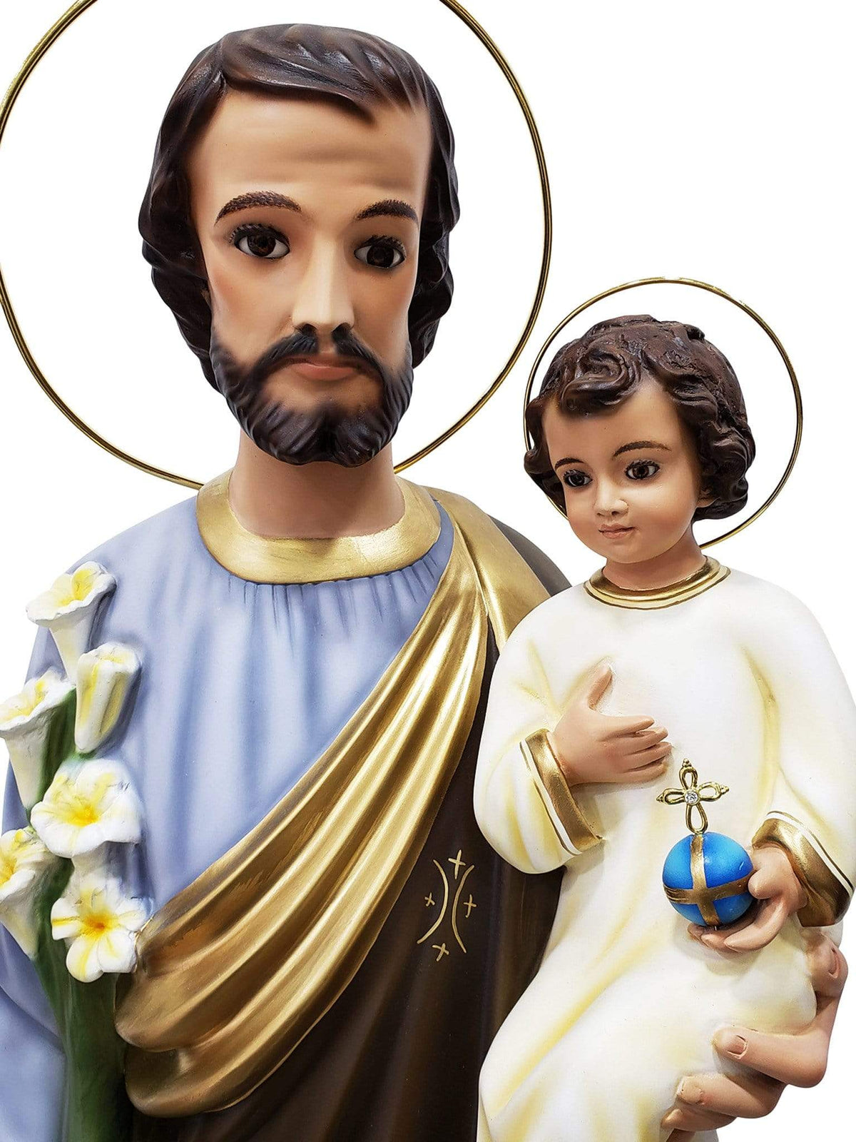 Imagem de São José em Pó de Mármore com Olhos de Vidro 105 cm-TerraCotta Arte Sacra