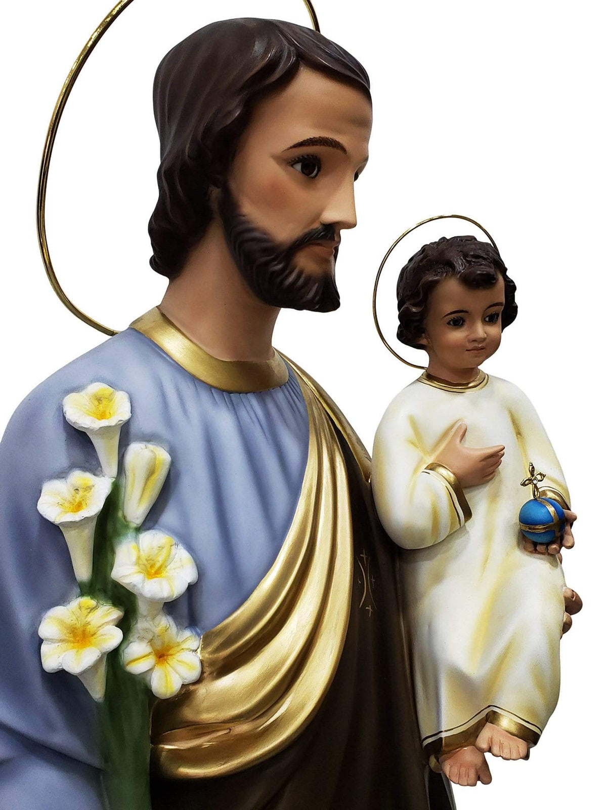 Imagem de São José em Pó de Mármore com Olhos de Vidro 105 cm-TerraCotta Arte Sacra