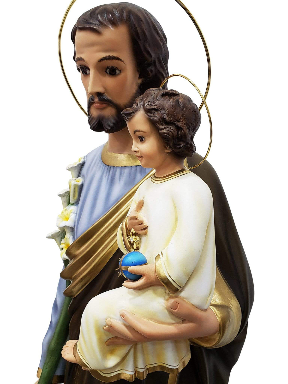 Imagem de São José em Pó de Mármore com Olhos de Vidro 105 cm-TerraCotta Arte Sacra