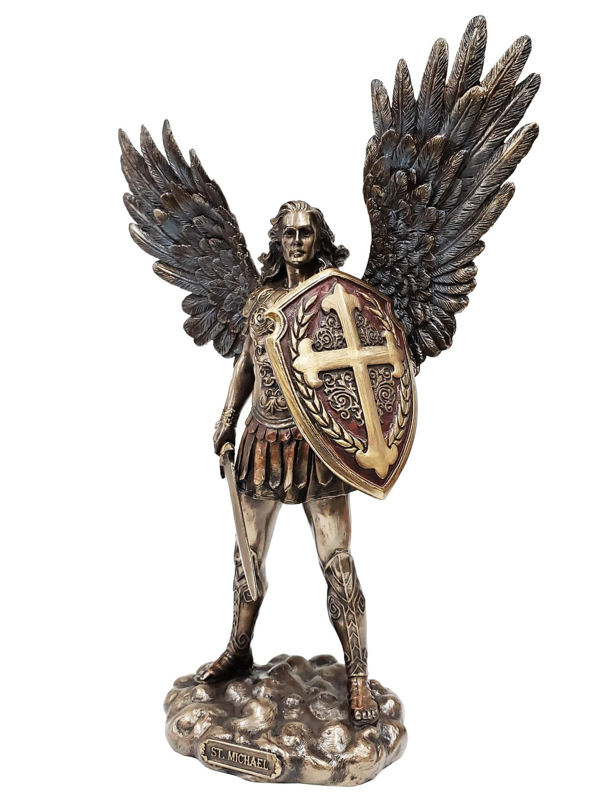 Imagem de São Miguel 28 cm sem Demônio Acabamento em Bronze-TerraCotta Arte Sacra