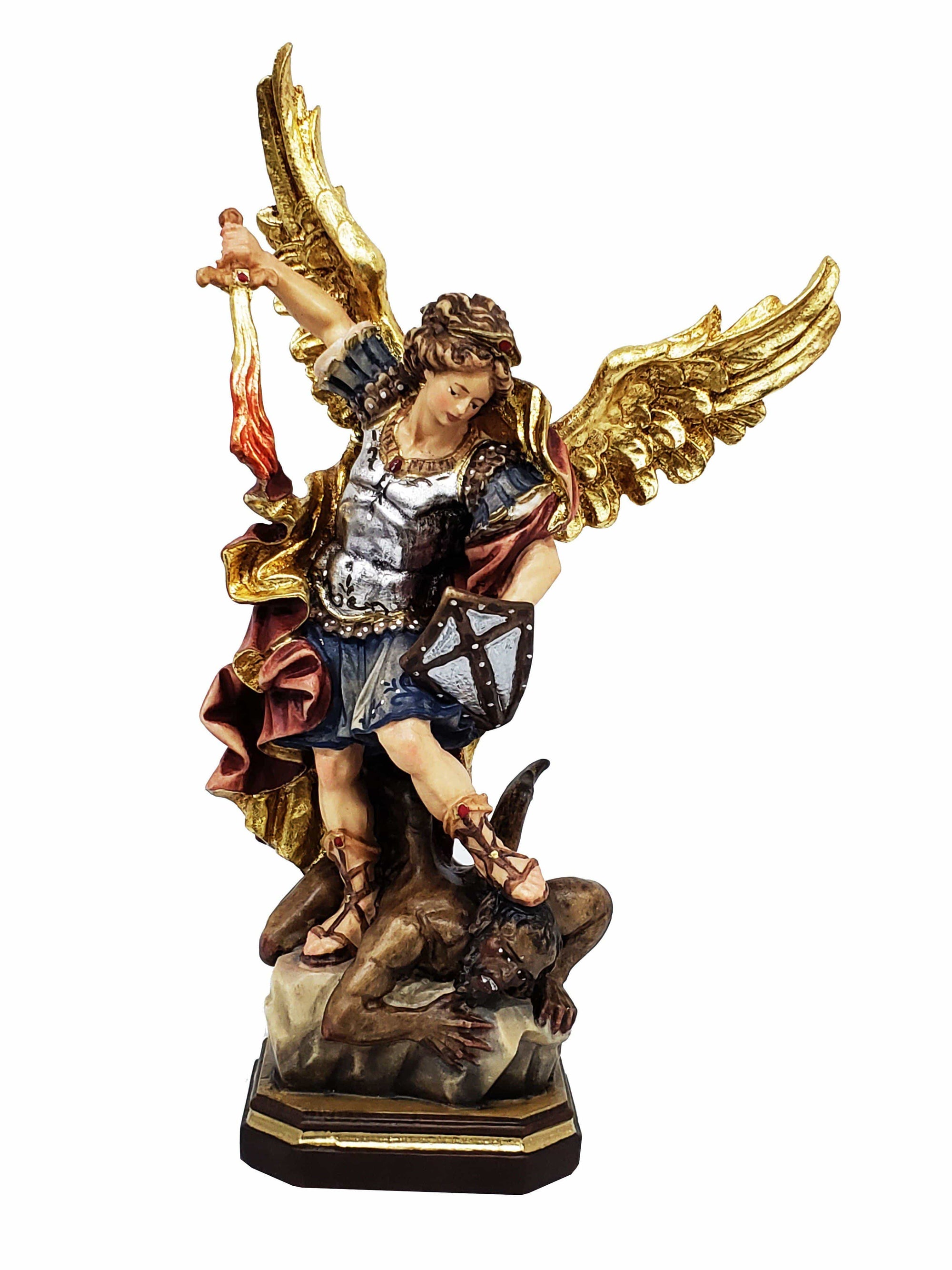 Imagem de São Miguel Arcanjo de Madeira Italiana de 14 cm-TerraCotta Arte Sacra