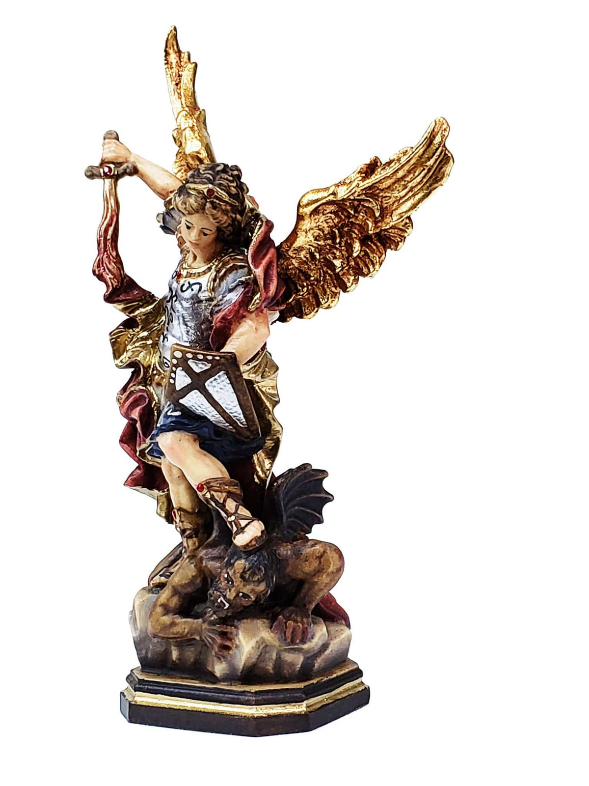 Imagem de São Miguel Arcanjo em Madeira Italiana 18 cm-TerraCotta Arte Sacra