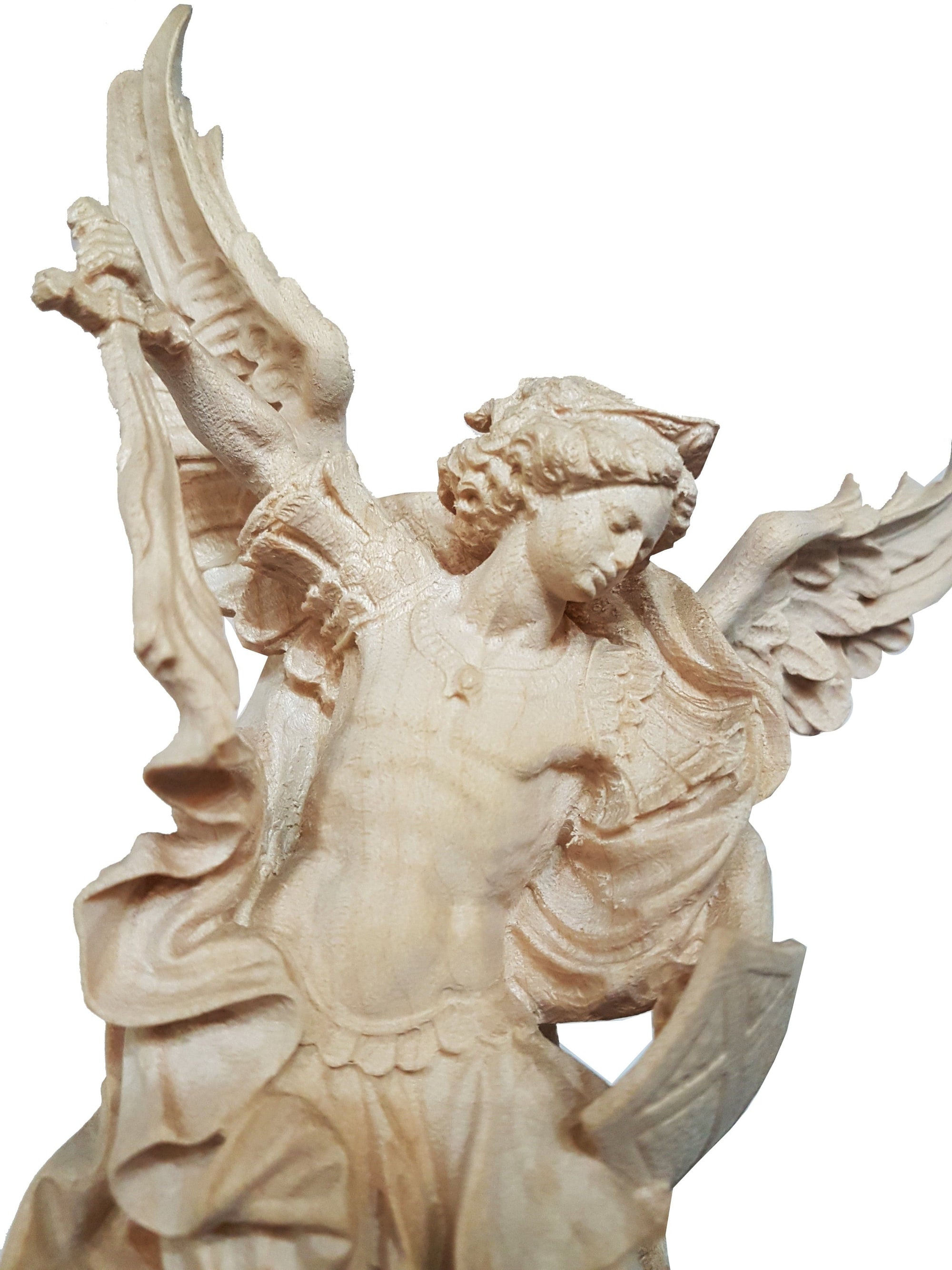 Imagem de São Miguel Arcanjo em Madeira Natural Italiana 48 cm-TerraCotta Arte Sacra