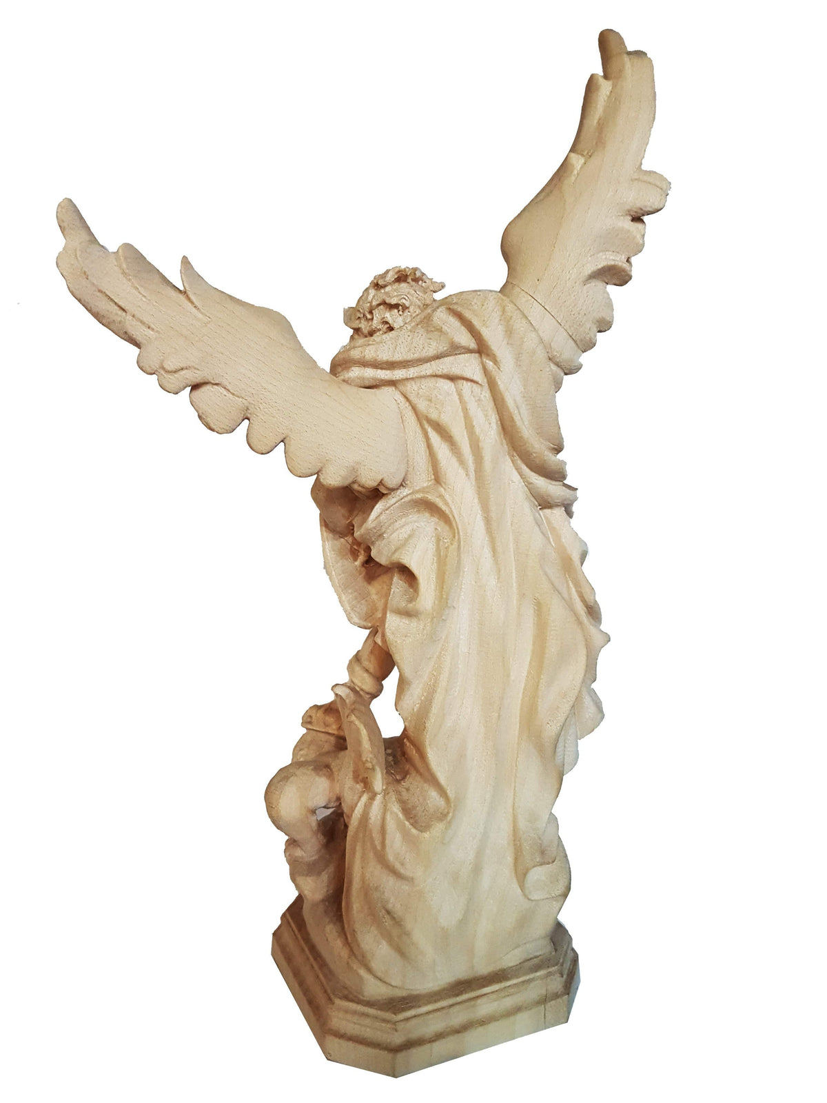 Imagem de São Miguel Arcanjo em Madeira Natural Italiana 48 cm-TerraCotta Arte Sacra
