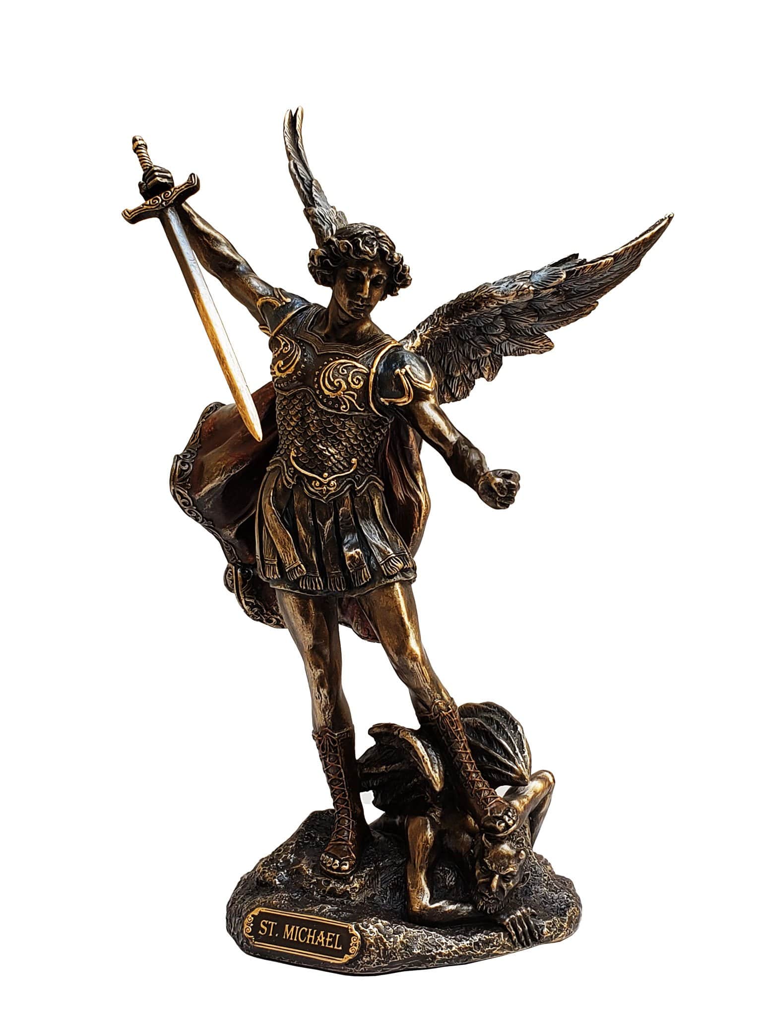 Imagem de São Miguel com Acabamento em Bronze 26 cm-TerraCotta Arte Sacra