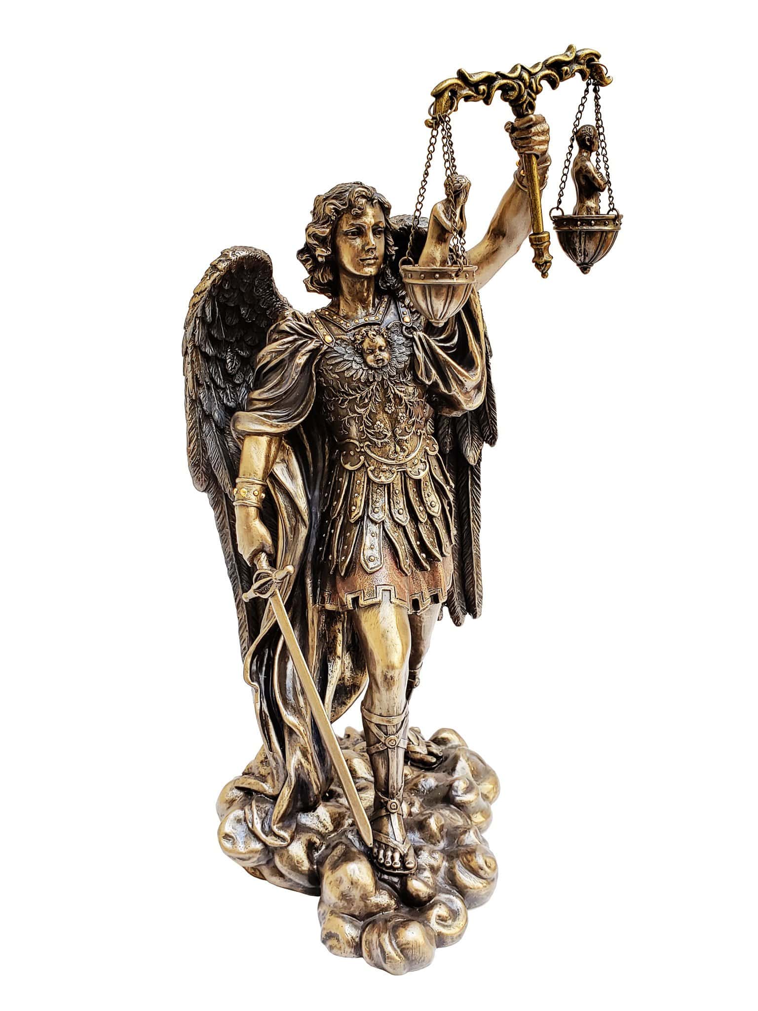 Imagem de São Miguel com Balança Acabamento em Bronze 29 cm-TerraCotta Arte Sacra