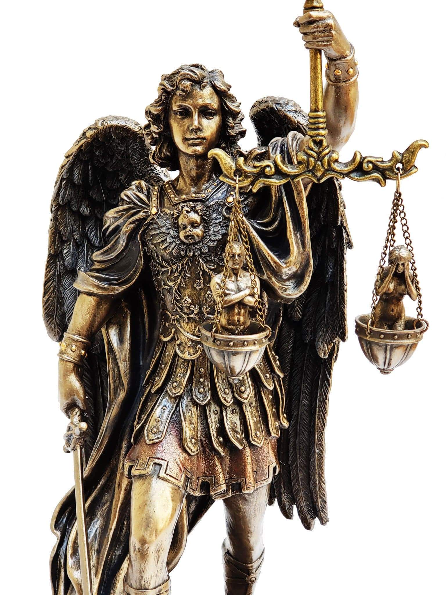 Imagem de São Miguel com Balança Acabamento em Bronze 29 cm-TerraCotta Arte Sacra