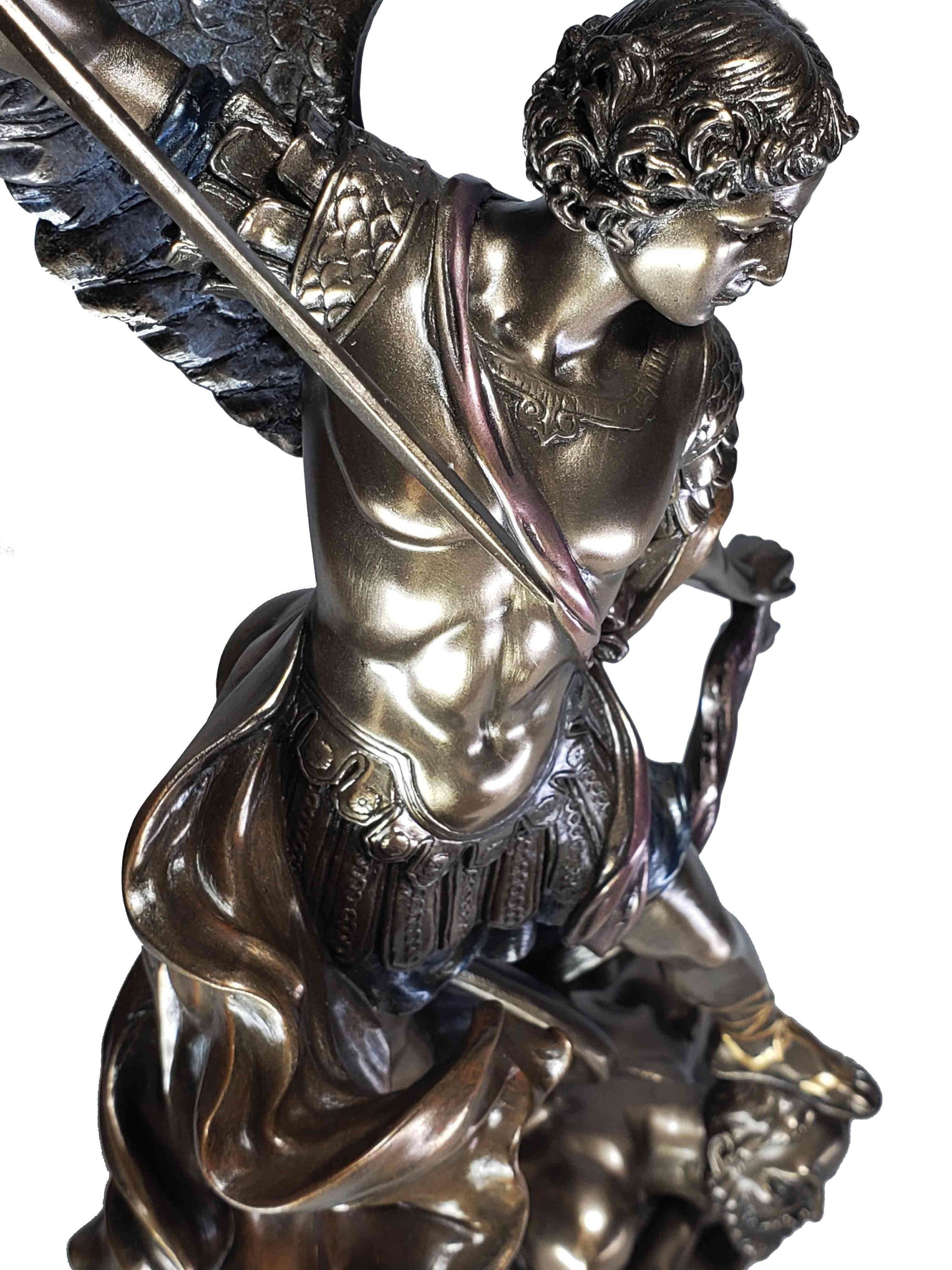 Imagem de São Miguel de Pó de Mármore com Acabamento em Bronze 38 cm-TerraCotta Arte Sacra