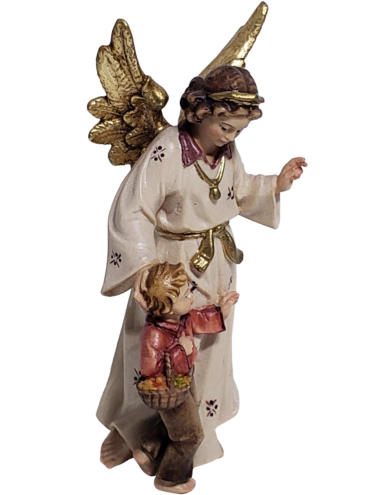 Imagem do Anjo da Guarda Menino de Madeira Italiana 12 cm-TerraCotta Arte Sacra