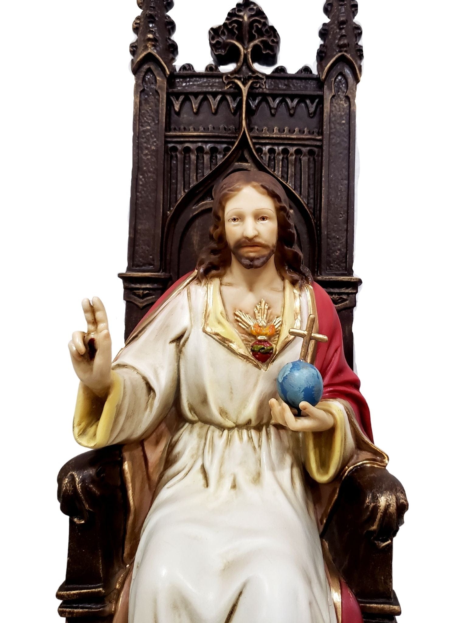Imagem do Cristo Rei Barroco Português 57 cm-TerraCotta Arte Sacra