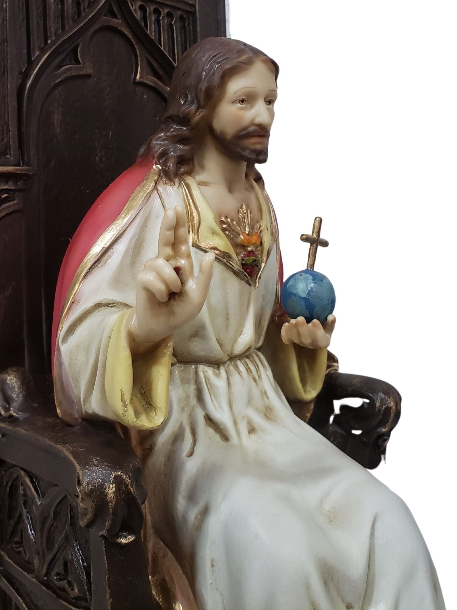 Imagem do Cristo Rei Barroco Português 57 cm-TerraCotta Arte Sacra